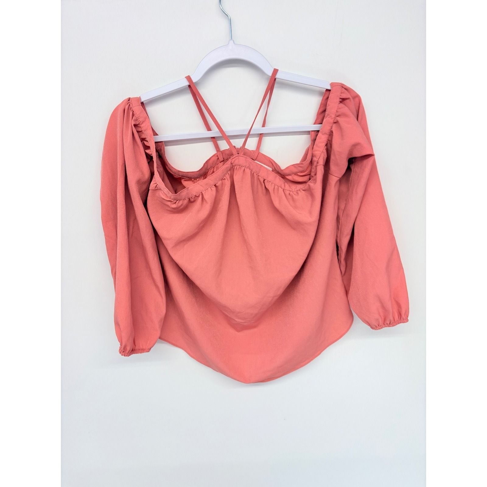 Daytrip Boho Cold Shoulder Top Womens Medium Coral Strappy Romantic Summer Boho