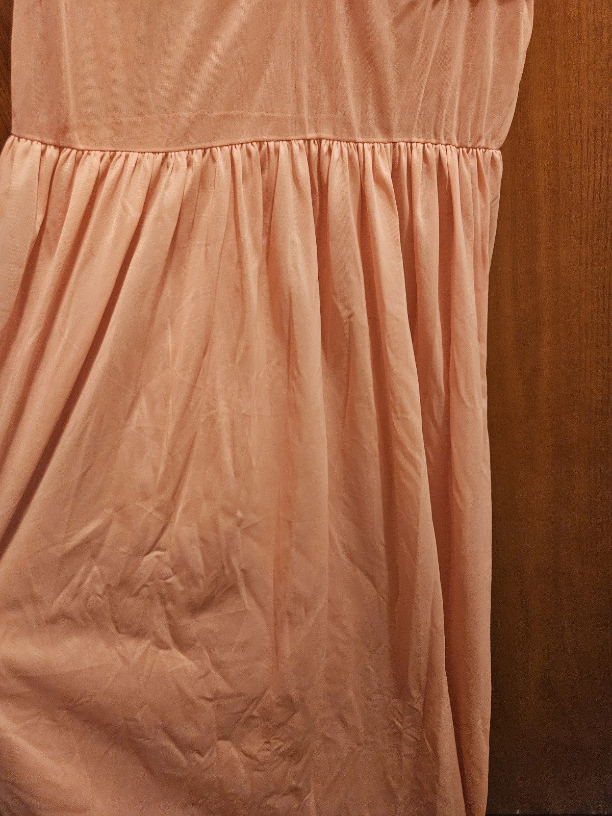 Vintage peach blush pink chiffon nightgown goddess aesthetic empire waistband M