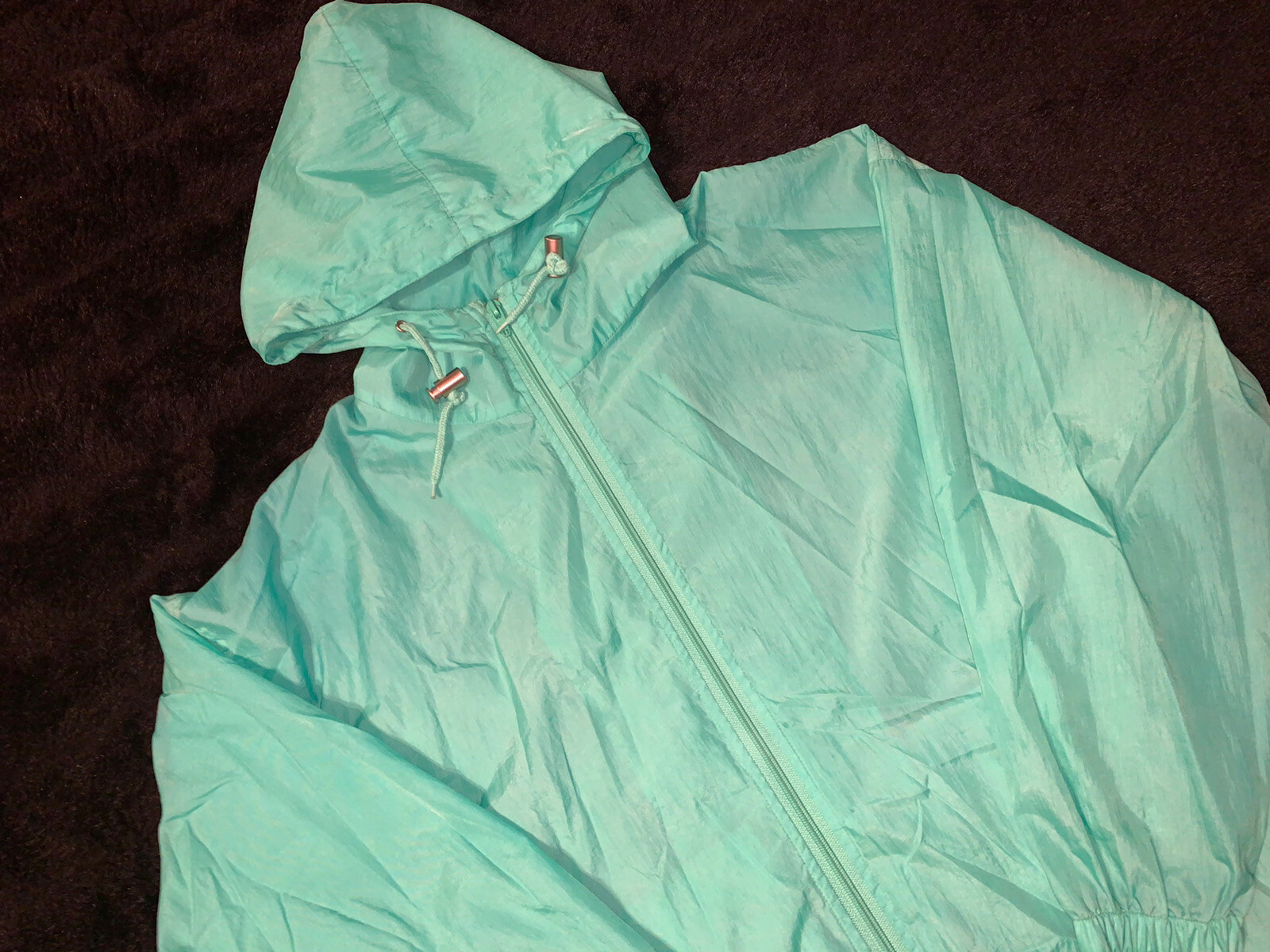 Vintage PRO Spirit Unisex Turquoise S Full Zip Pocket’s Nylon Wind-Breaker NWOT