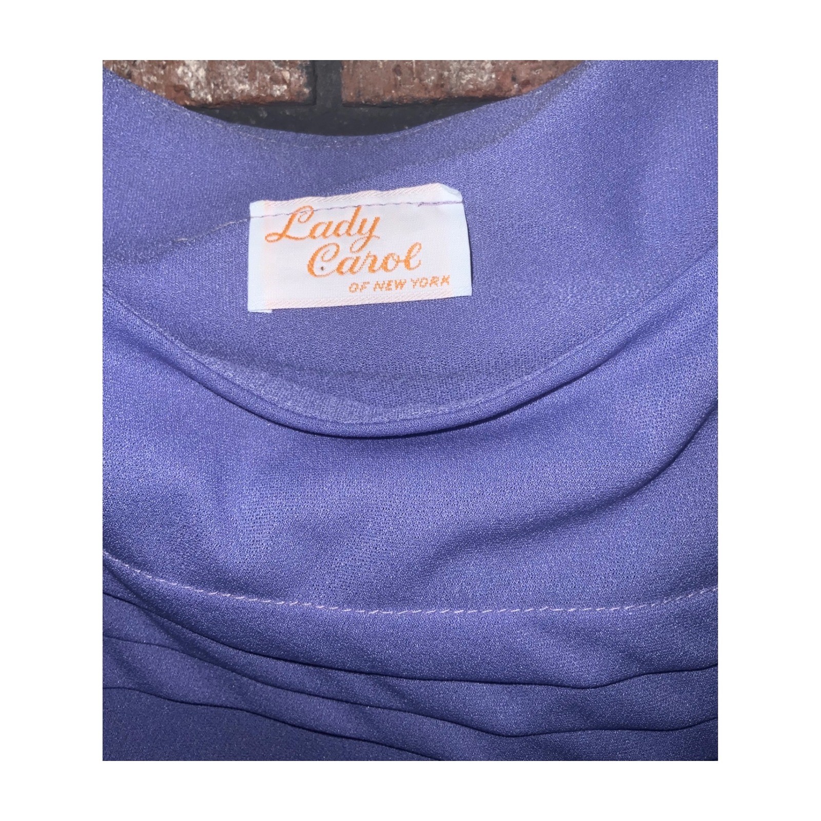 Lady Carol of New York Vintage Periwinkle Purple Pleated Puff Sleeve Midi Dress
