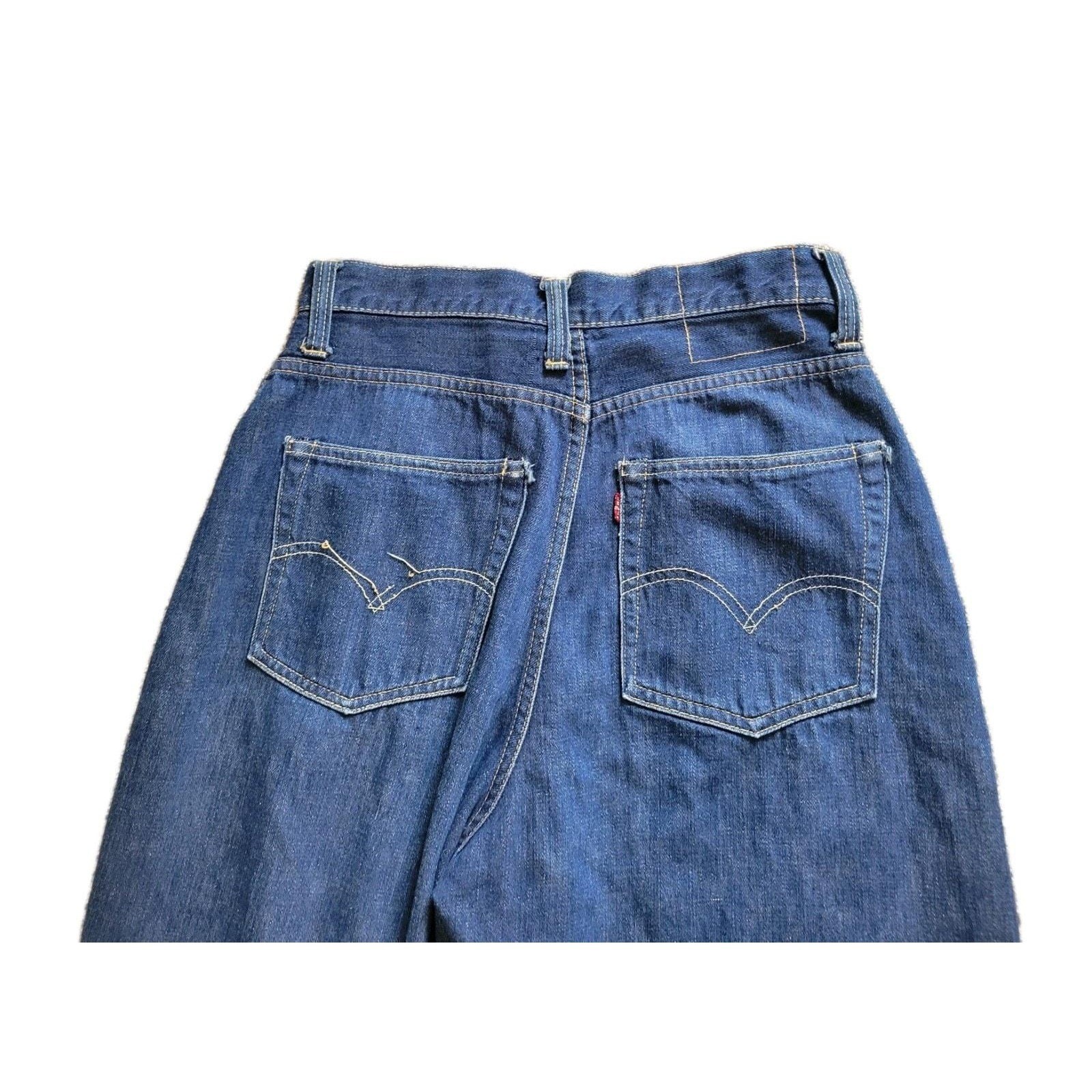 ORIGINAL Vtg 1950’s Levis 701 Big E Selvedge Denim Jeans GRIPPER ZIPPER 28×30