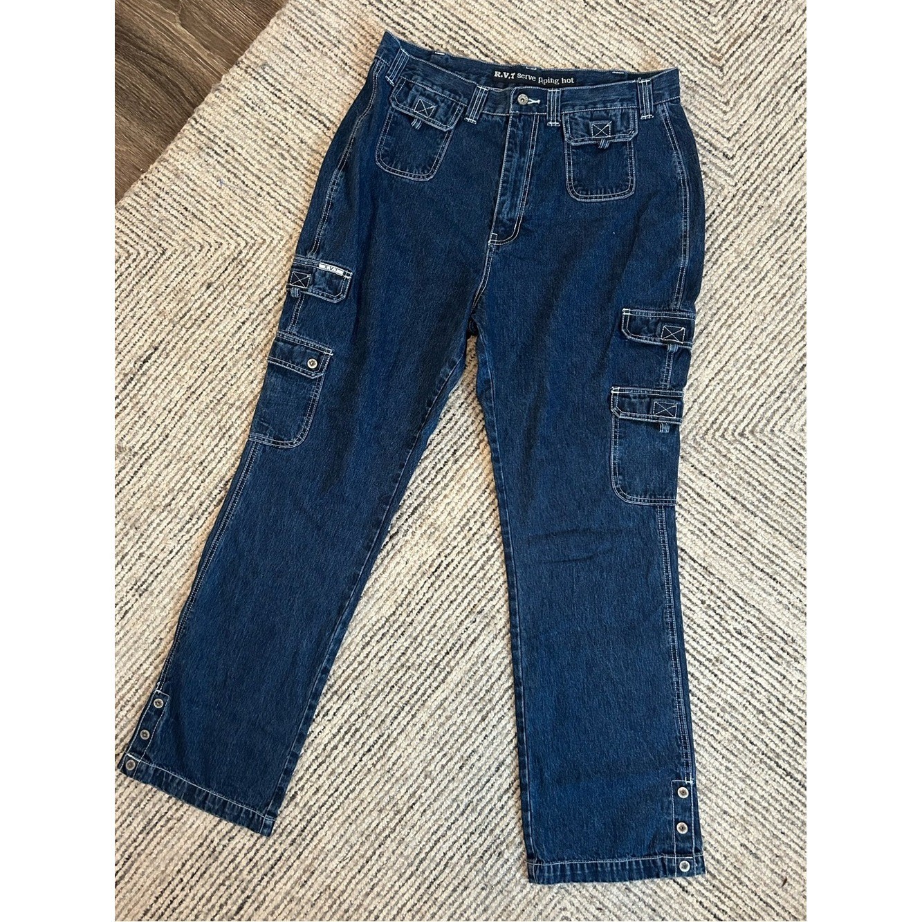 Y2K Carpenter Baggy Cargo Jeans Size 18 RVT Served Piping Hot Women’s Utility