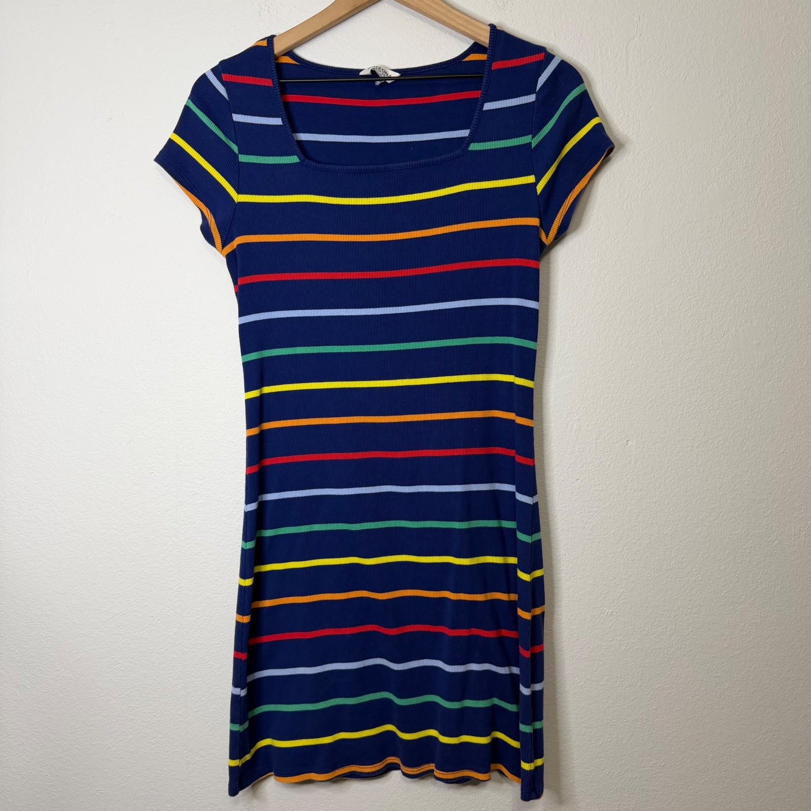 Vintage 2000’s Arizona Jean Co – Rainbow Striped Y2K Ribbed Tee Shirt Dress