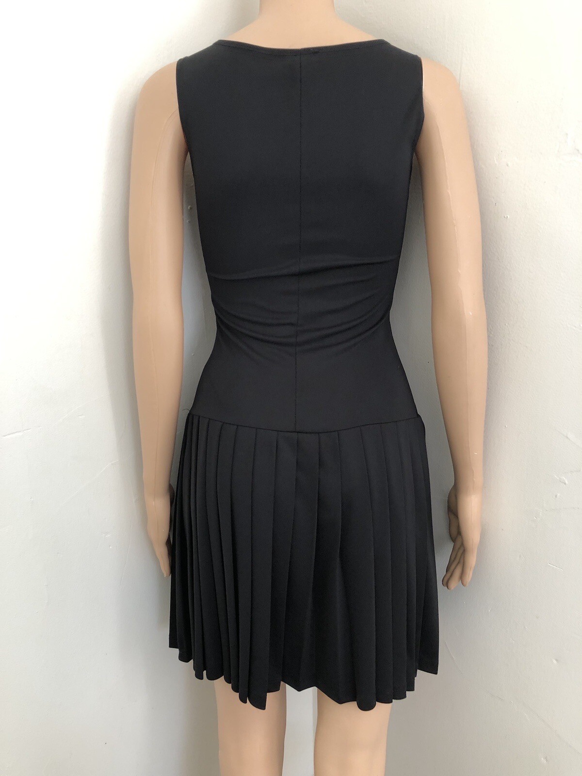 Vintage Taboo Crossover Black Lbd Y2k Drop Waist Pleated Skirt Dress