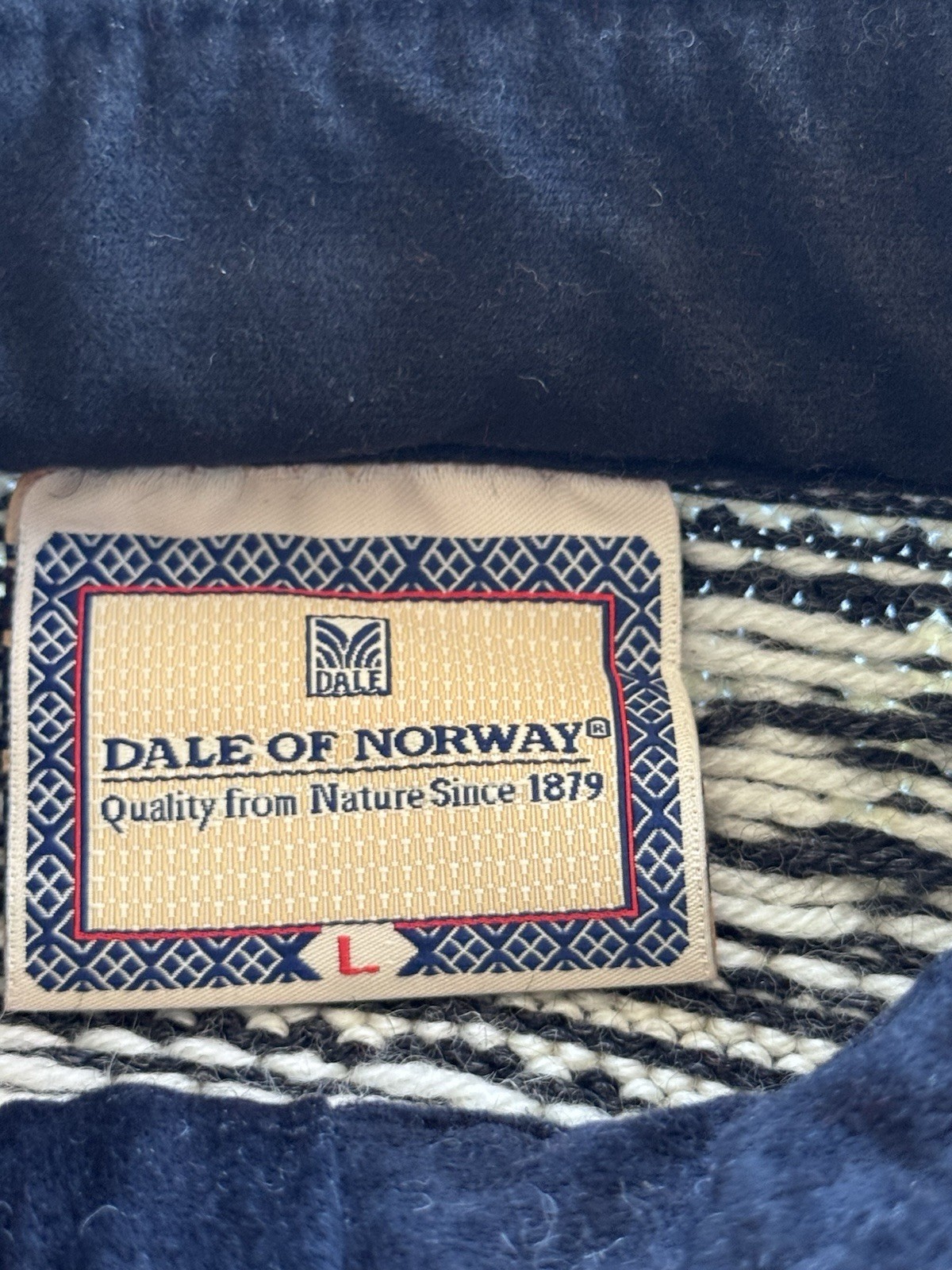 Dale of Norway Wool Zip Black Beige Snowflake Red Winter Trim Sweater Jacket L