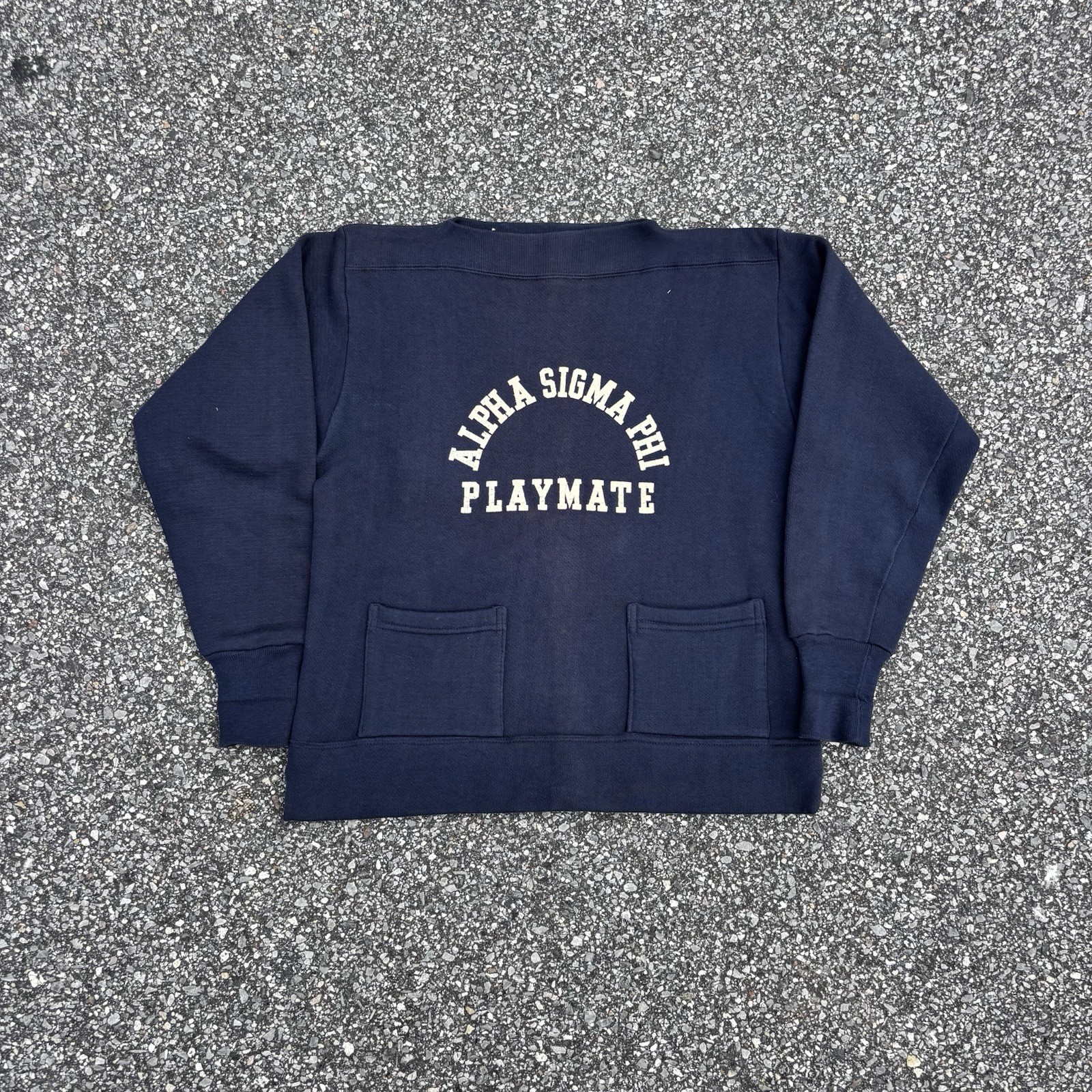 Vtg 50s Flock Boat Neck Sweatshirt Yale University Fraternity Playmate 19×25