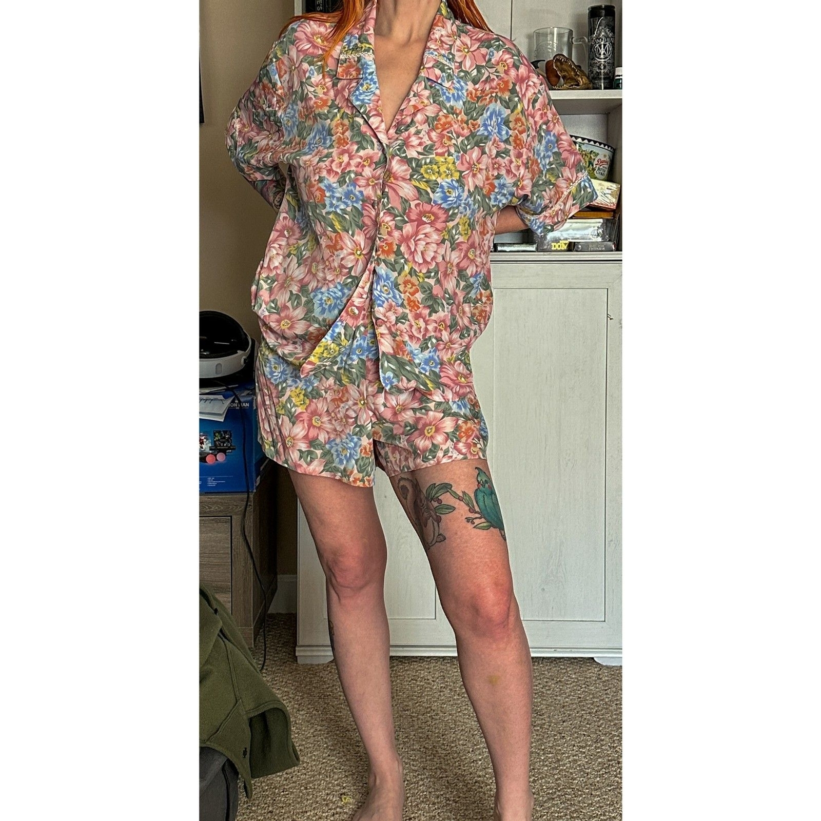 Gold Label Vintage Victorias Secret VS Silky Floral PJ Set 3 Items Size M