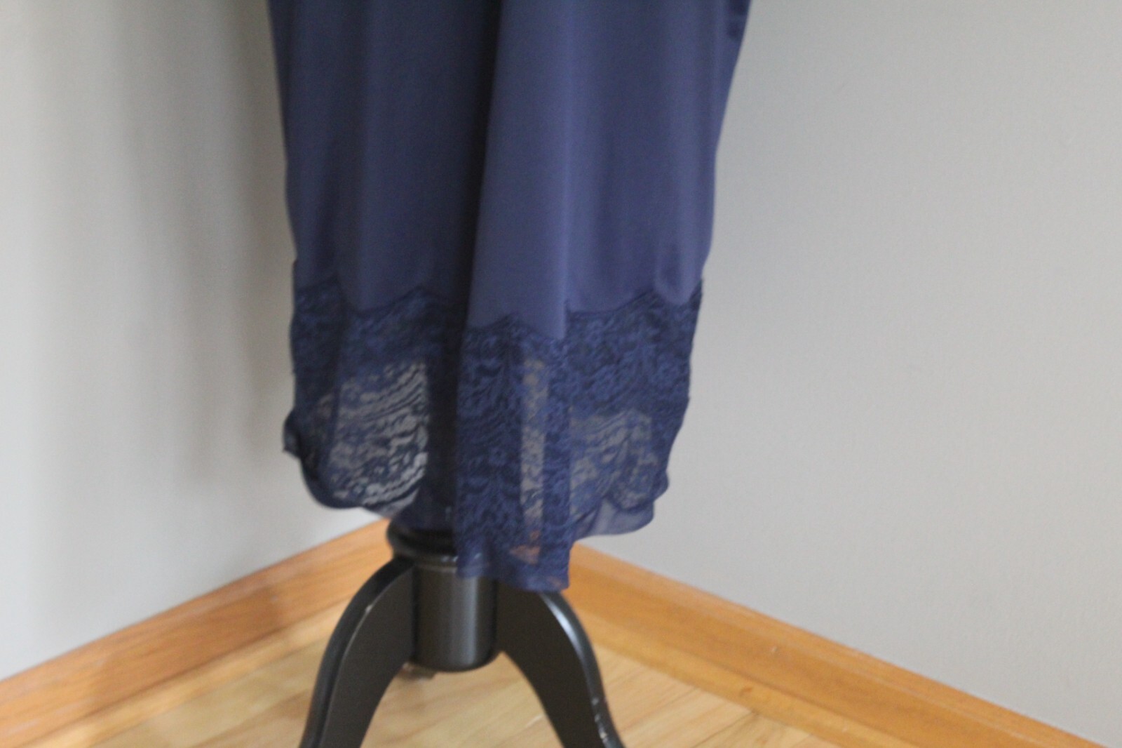 Vintage Van Raalte Satin Nylon Suavette Navy Blue Size 40A