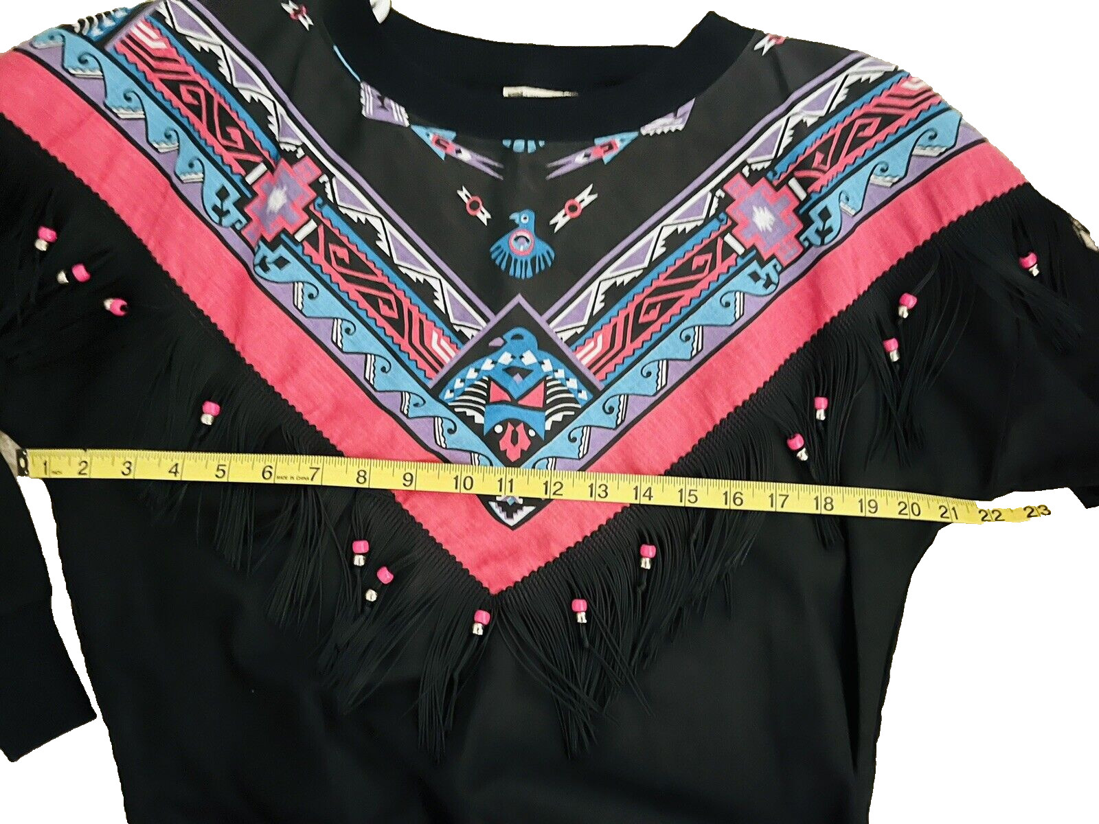 90’s Western Boho Festival Fringe Blouse Size S/M Western Cowgirl Aztec NWOT