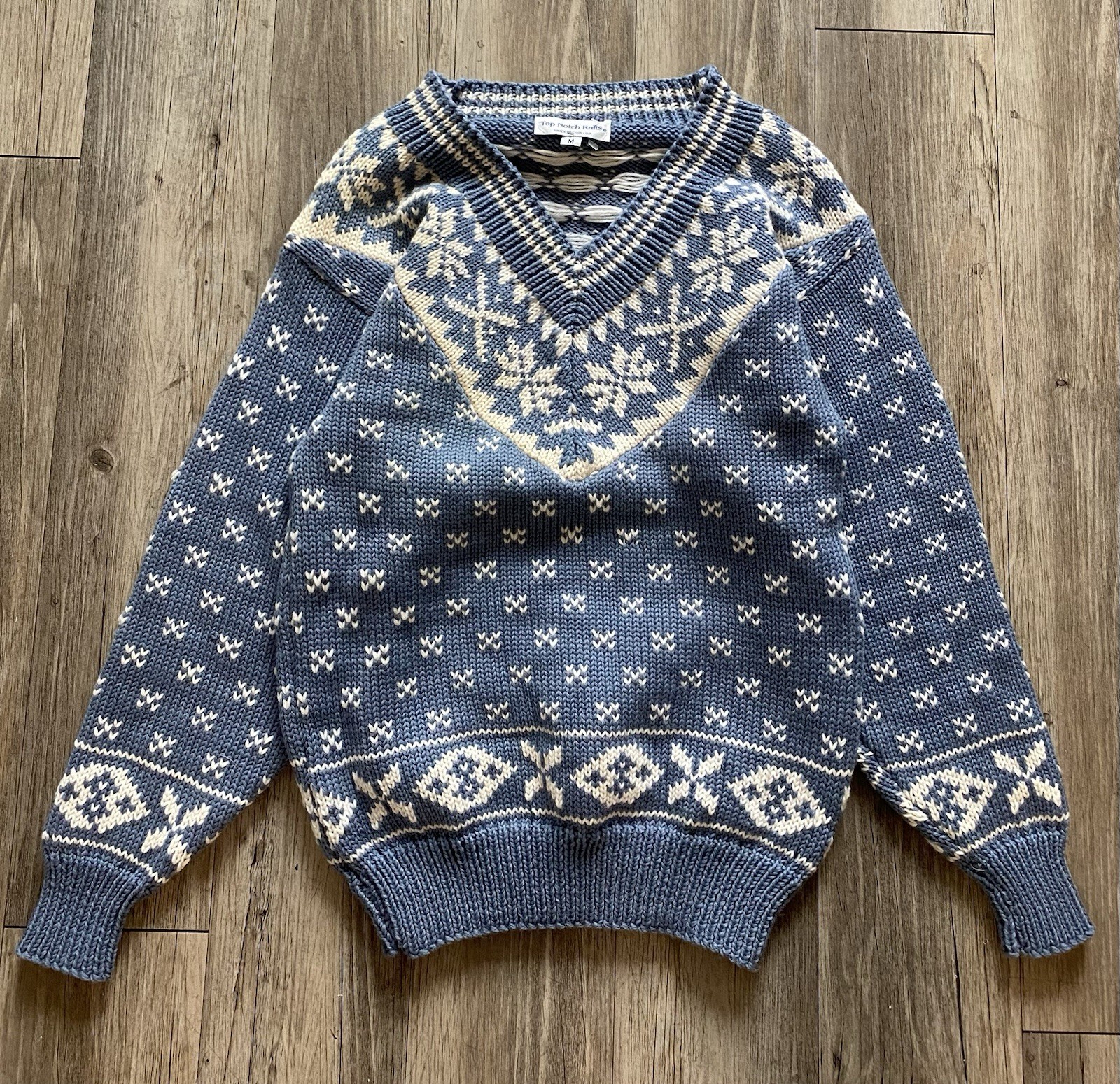 Vintage 80’s Top Notch Knit – Wool Sweater – Handmade In USA – Nordic Pattern!!