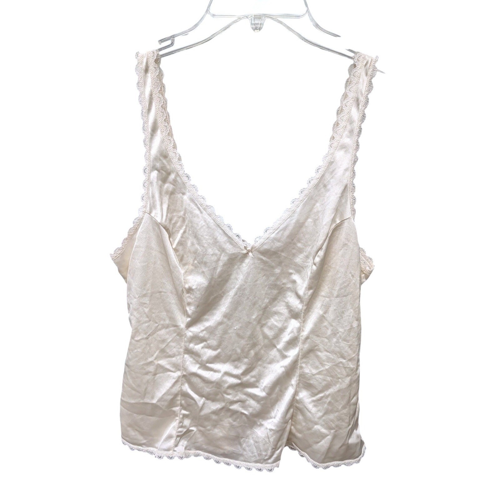 Vintage Warners Perfect Measure Cream Lace Trim Camisole Top Ivory- S