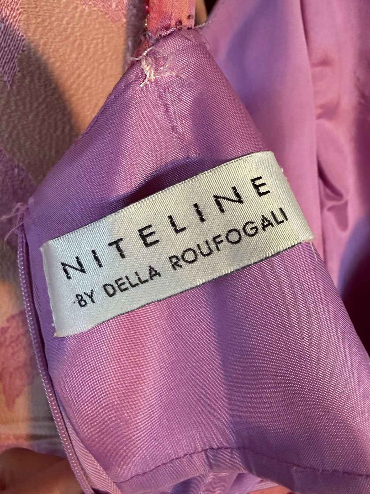 Niteline Della Roufogali Silk Dress Vintage, Beaded, Size S