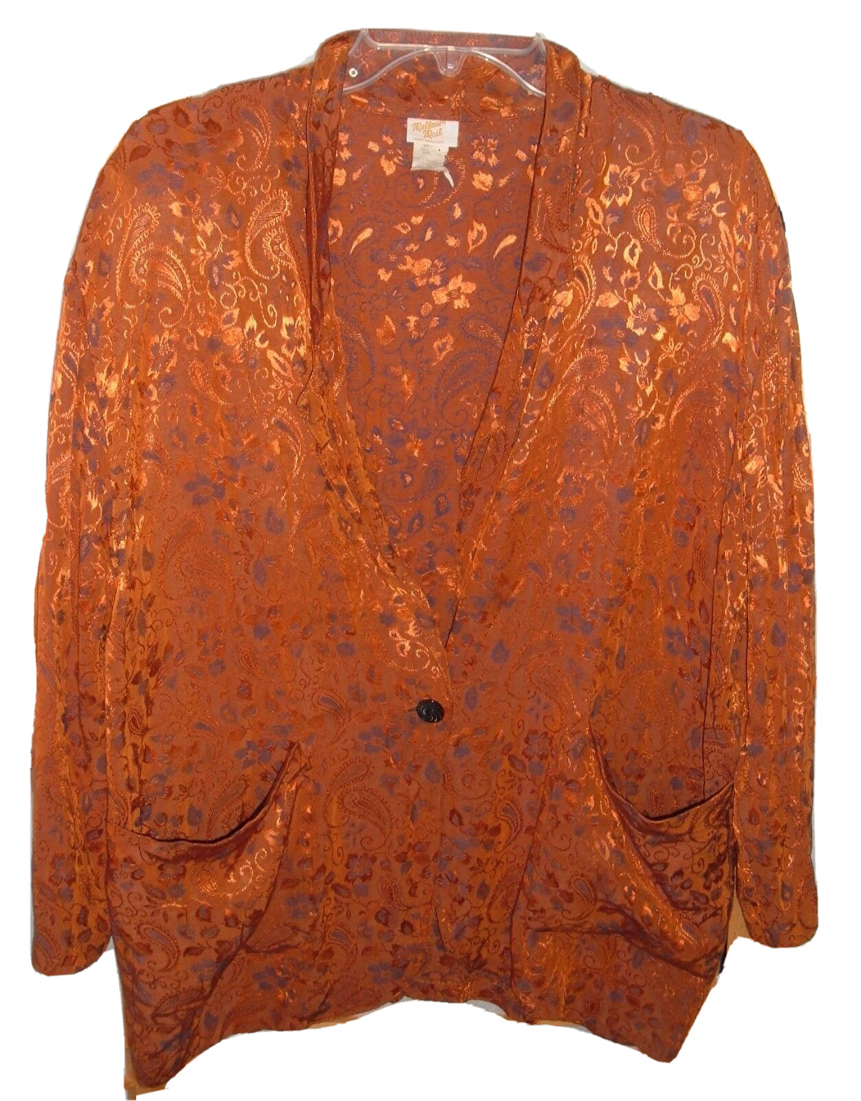 Vintage blazer Jacket Mellow Mail NY Brocade tapestry Orange cottagecore Floral
