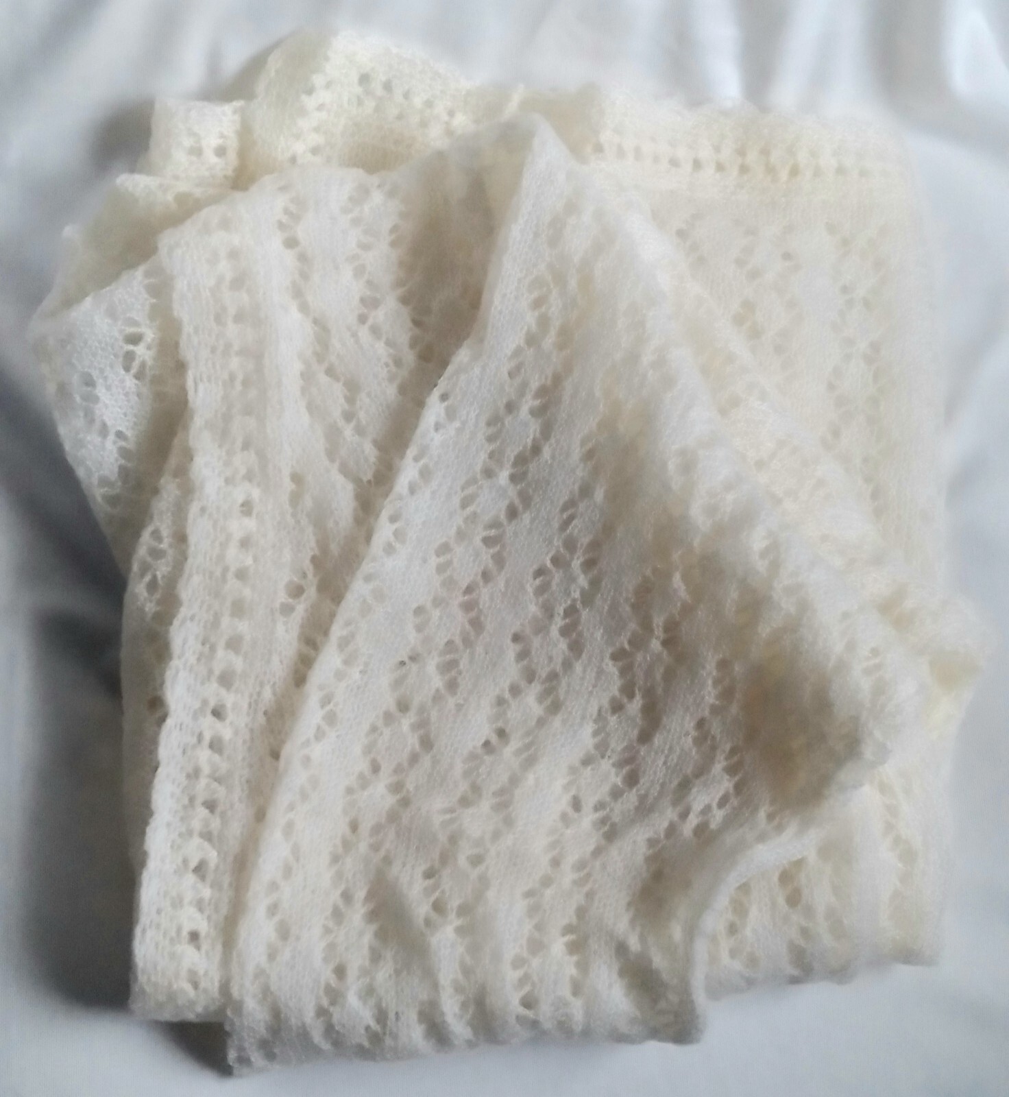 Vintage Style Hand Knitted Ivory Off White Women’s Cardigan Handmade Size S-M