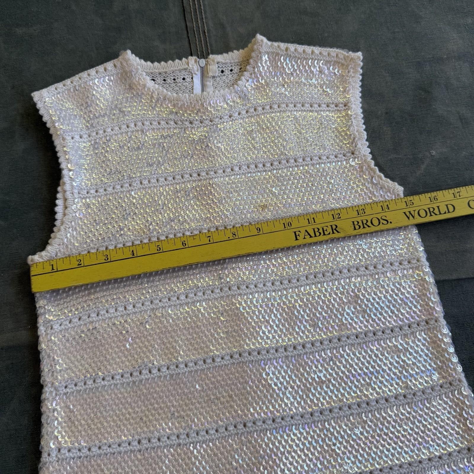 1960s Knitted Sequence Top Sleeveless Party Festival Glam Retro Vest Vtg 1970s