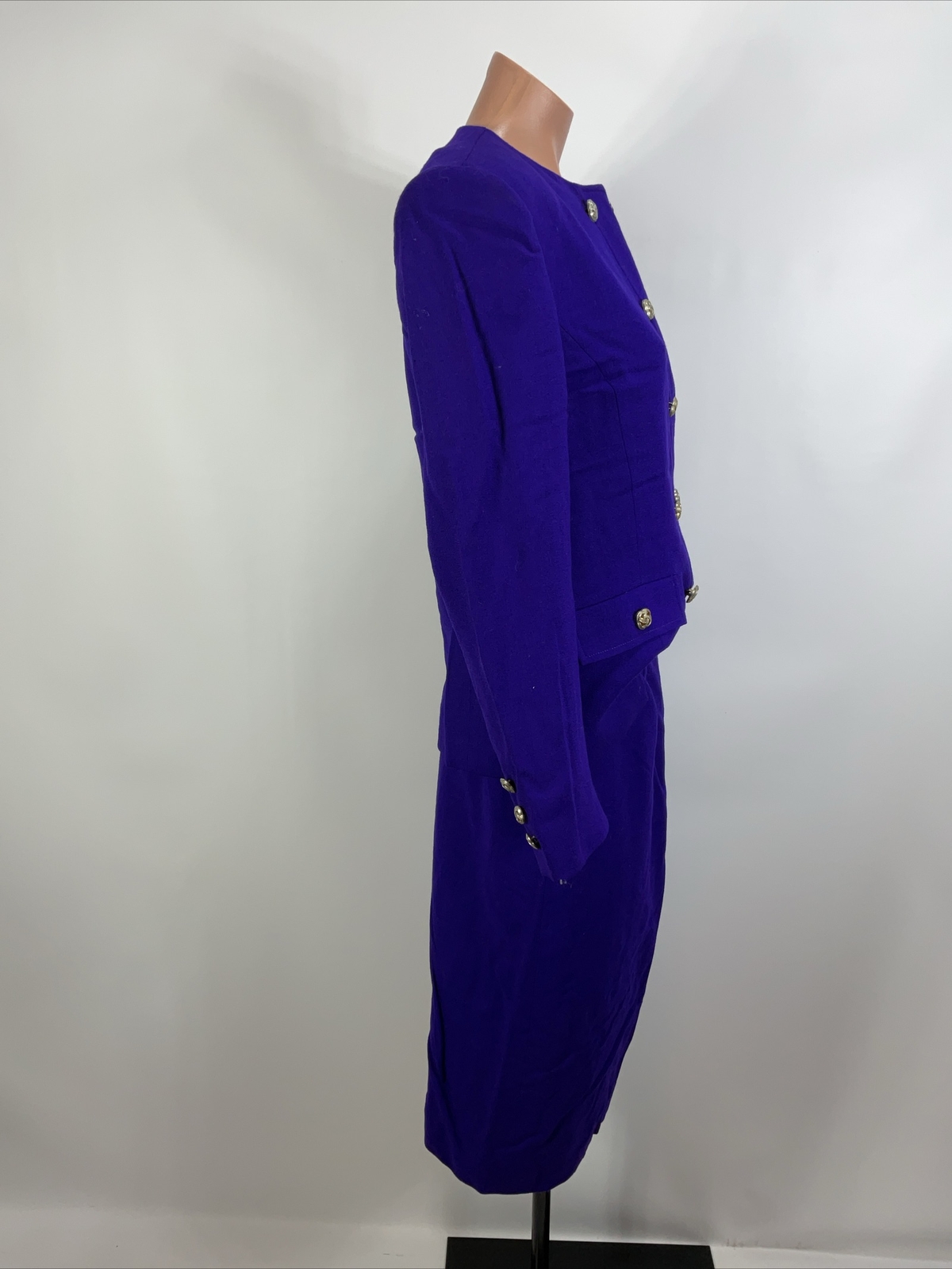Vintage Herbert Grossman Wool Skirt Suit 2-Pc Set 6 Royal Purple Made USA