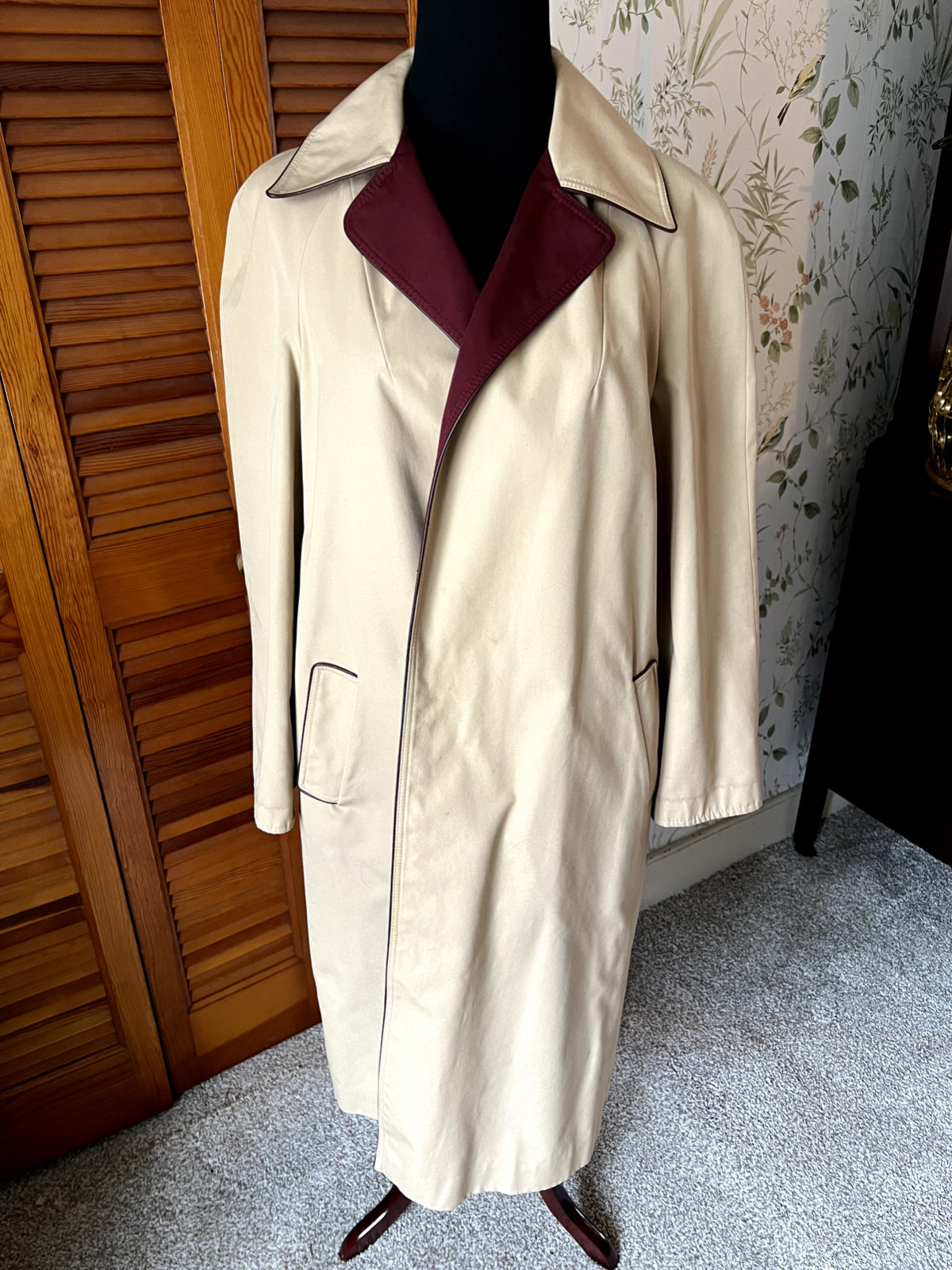 Vintage 1970’s Etienne Aigner Trench Rain Coat Jacket Reversible Size Small