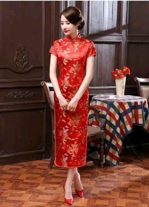 Brand New Chinese Asian Oriental Japanese Geisha Dress Kimono Red Womens Large