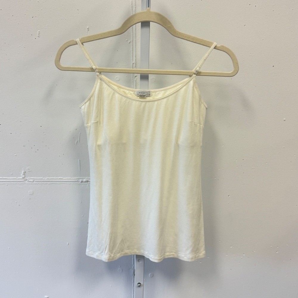 Vintage Fleur’t Lingerie Ivory Cream Camisole Shelf Bra Tank Top Stretch M/L