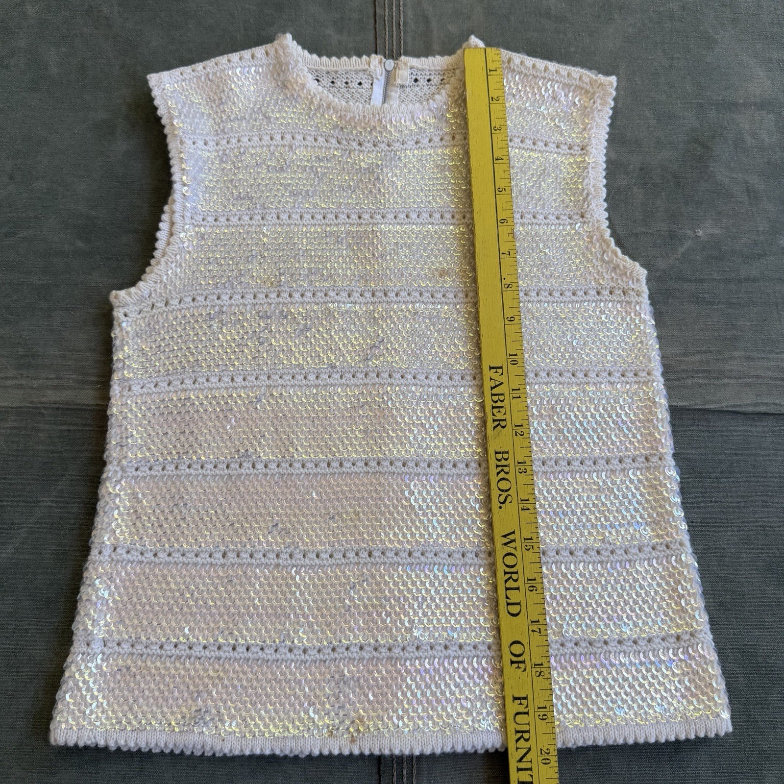 1960s Knitted Sequence Top Sleeveless Party Festival Glam Retro Vest Vtg 1970s