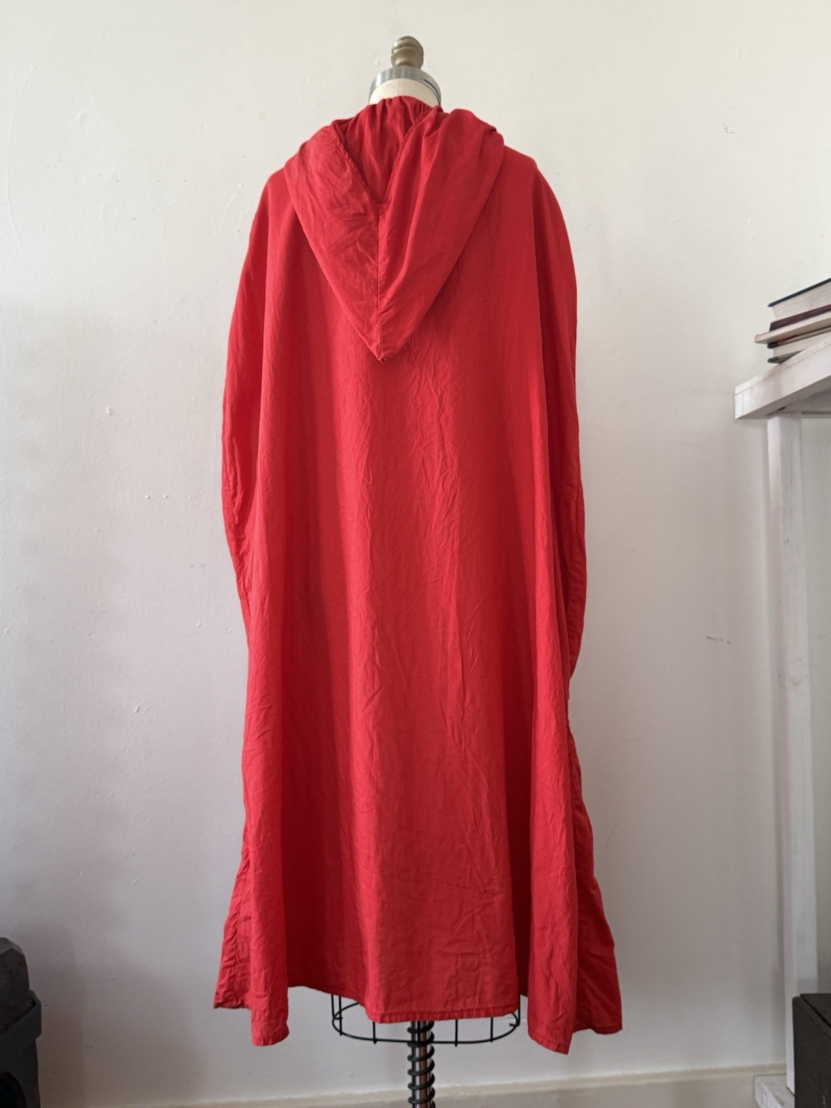 1930s Cherry Red Hooded Cape Pointed Hood Art Deco Rhinestone Clasp Fairy Tale