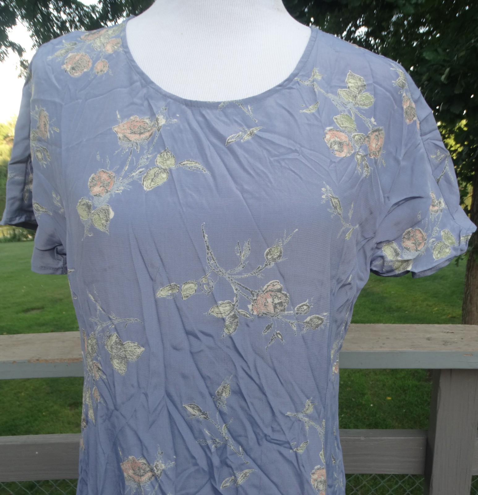 Vintage 80s Laura Ashley Floral Dress US 14 casual maxi unlined, viscose