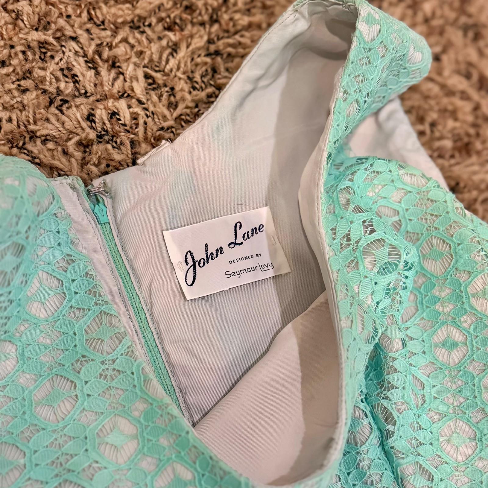 Vintage 70’s LACE MAXI SHIRT JACKET x DRESS SET M MCM Retro Green Suit Evening