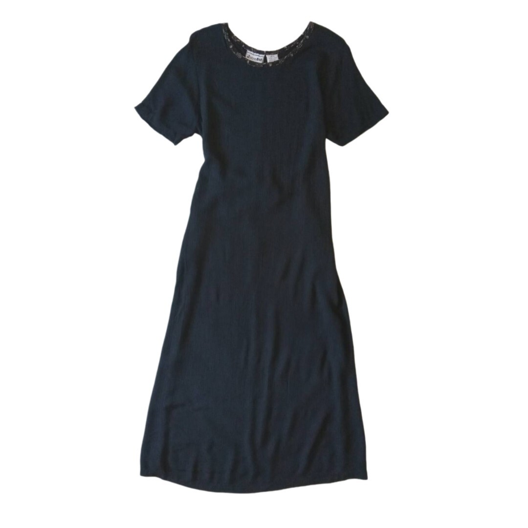 Delores Bell Vintage Black Lightweight Crinkled Fabric Maxi Dress Women’s Medium