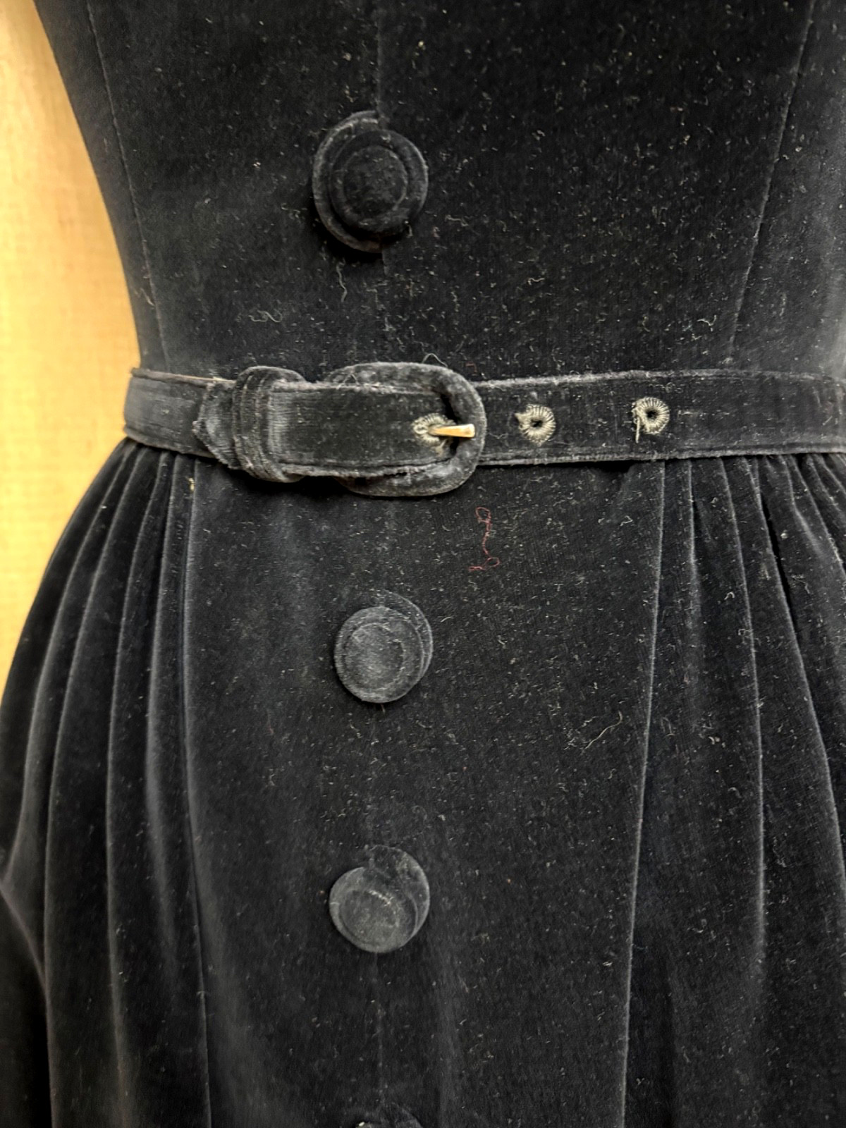 VTG 40s 50s MINX MODES Velveteen Dress Cord Embroidery Rhinestone Boat Neck XS