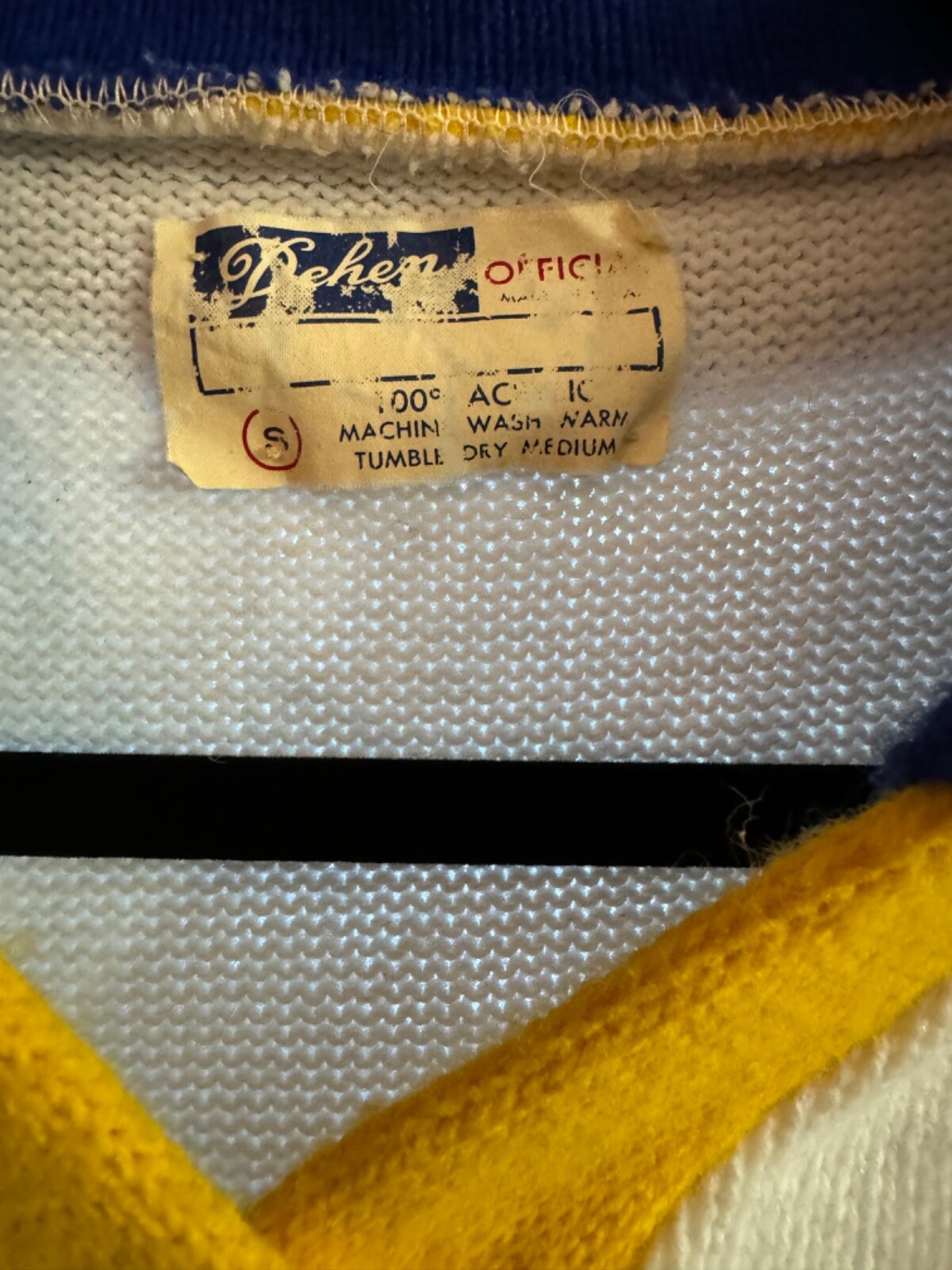 Vintage Dehen Cheerleading Sweater, Size Medium, Royal Blue, Gold and White