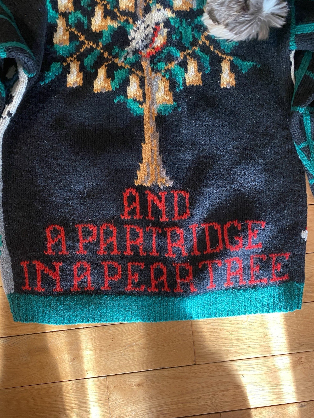 VTG THE EAGLE’S EYE HAND KNIT „AND A PARTRIDGE IN A PEAR TREE” CARDIGAN M