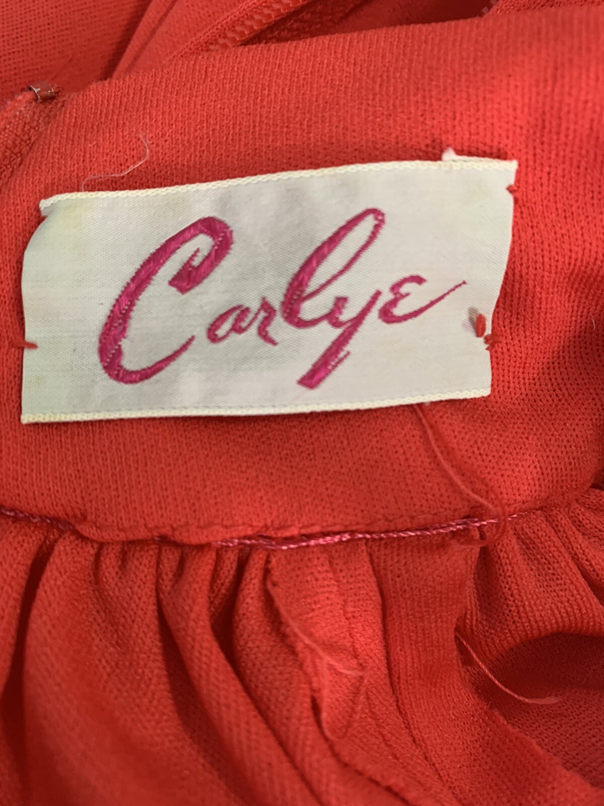 Vintage 70s Carlye Secretary Holiday Red Dress Belted ILGWU Tag High Neck Talon