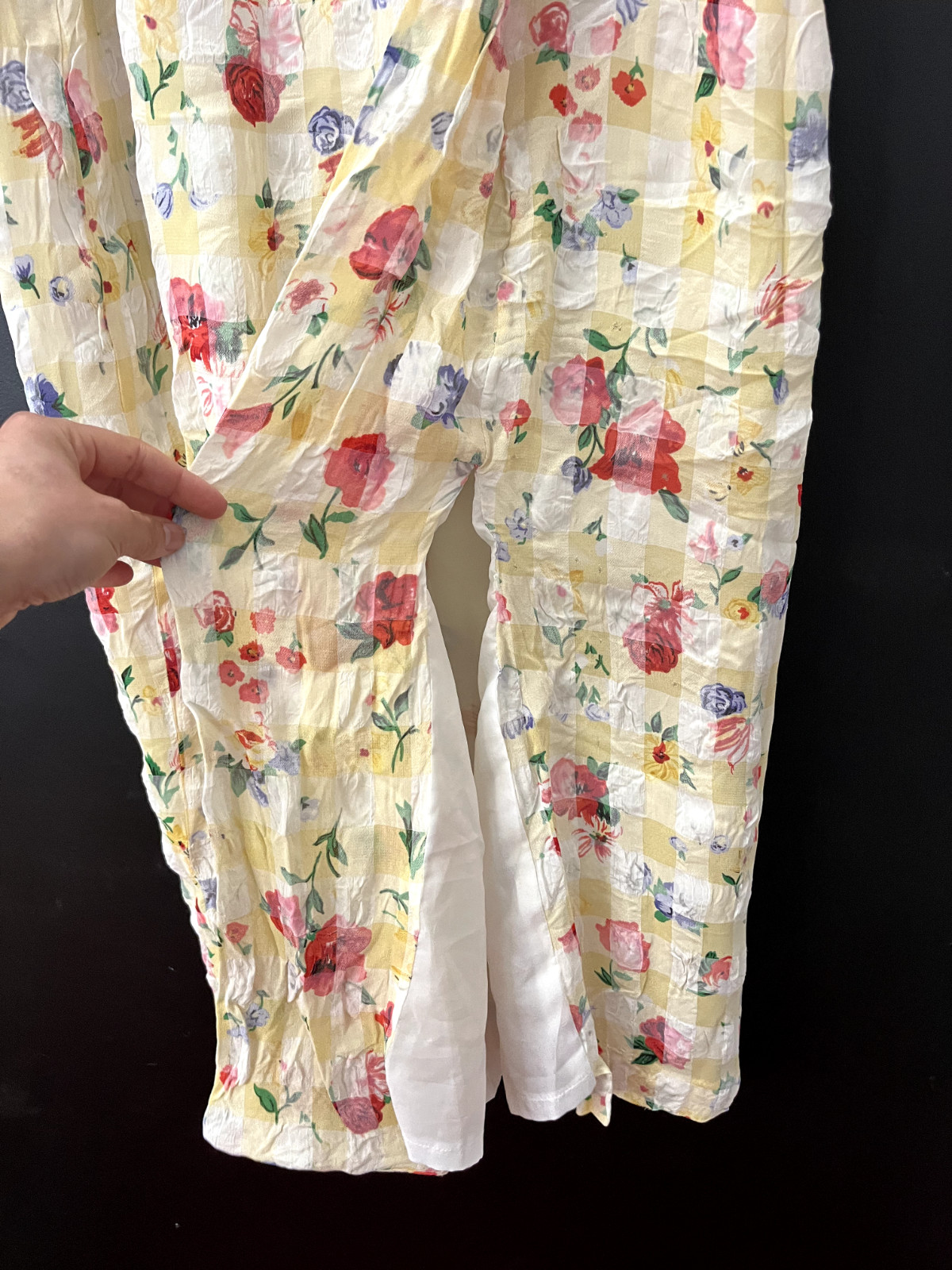 Vintage Australian 1980s MIXIT Wrap Midi Skirt Yellow Floral Plaid AU 14