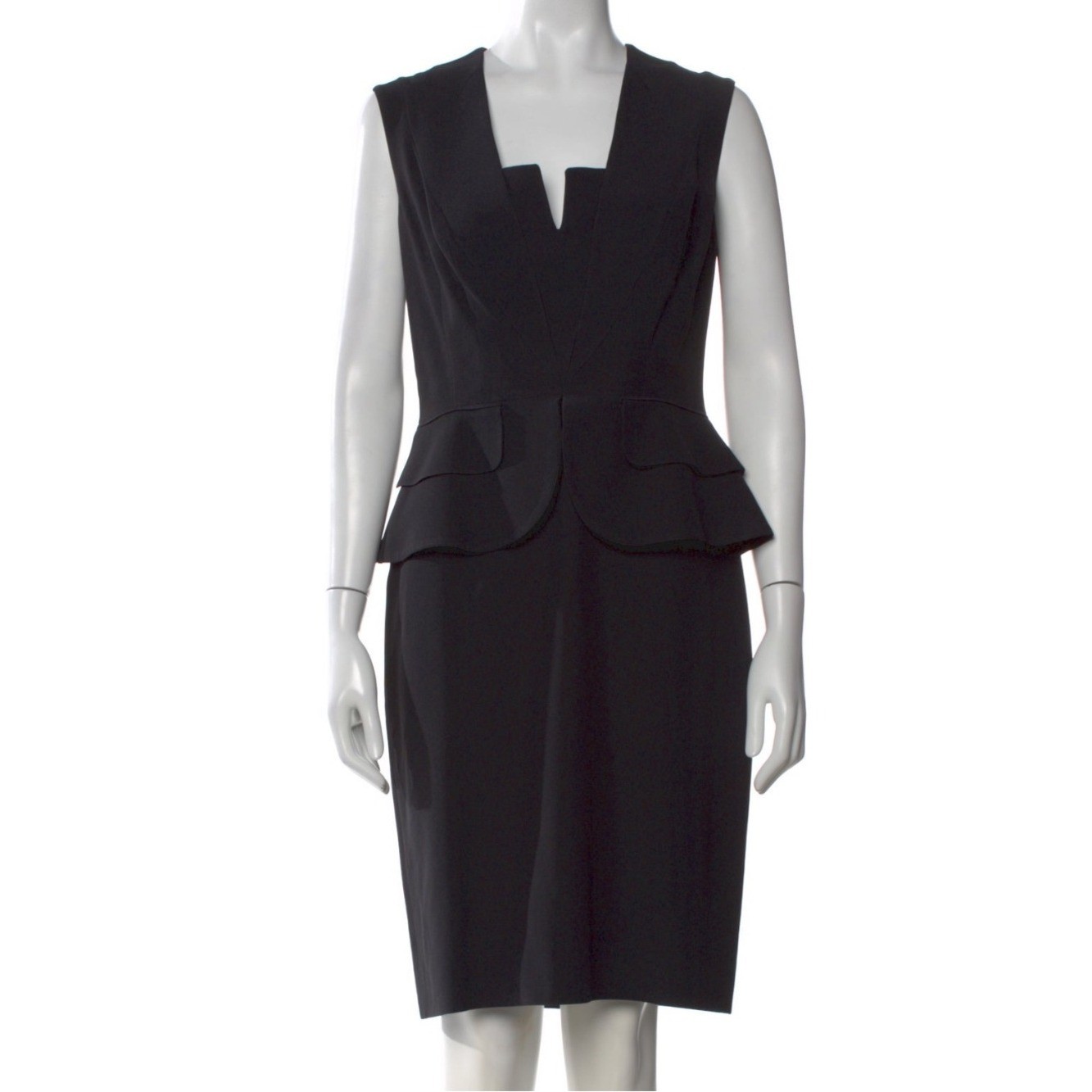 Alexander McQueen black Peplum Sleeveless Sheath lapel Mini Dress