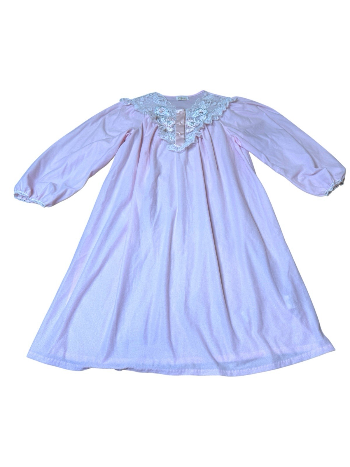 Ilise Stevens Vintage Pink Lace-Embellished Nightgown Size L Made in USA NEW NOS