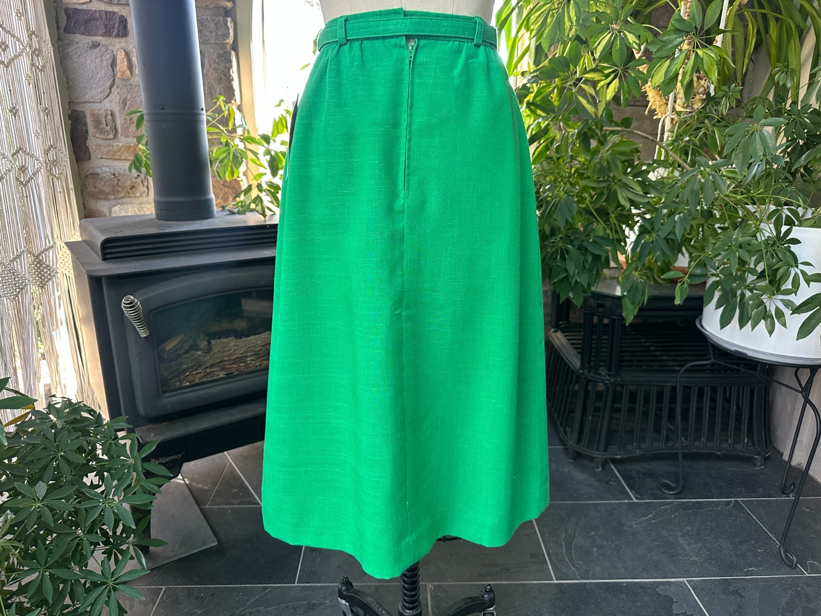 Vintage 1970s Austin Hill Kelly Green Lined Skirt Deadstock with Tags