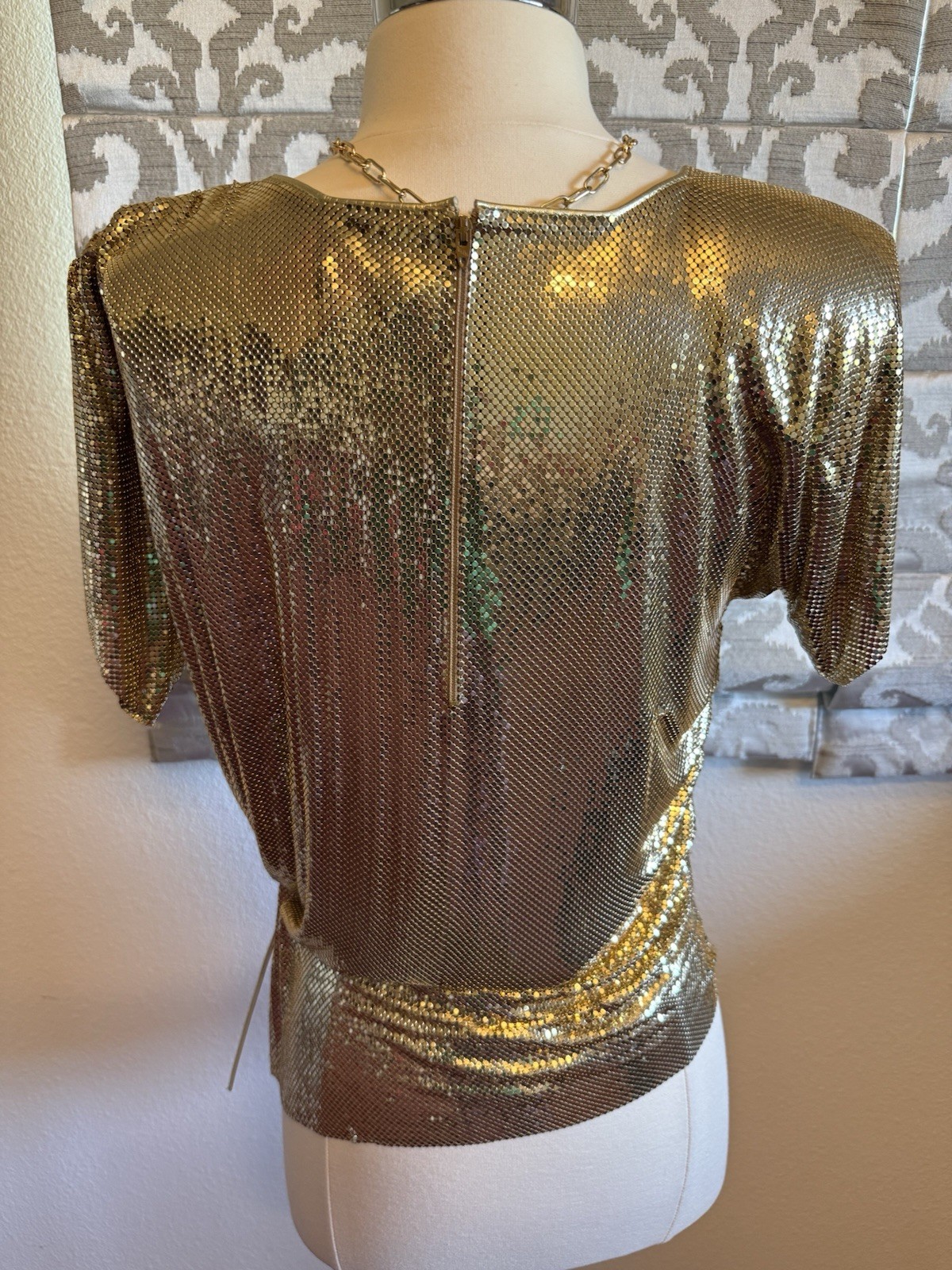 VTG Sexy Whiting & Davis Vintage Metal Mesh Gold Top Bag Liquid Chain Mail RARE