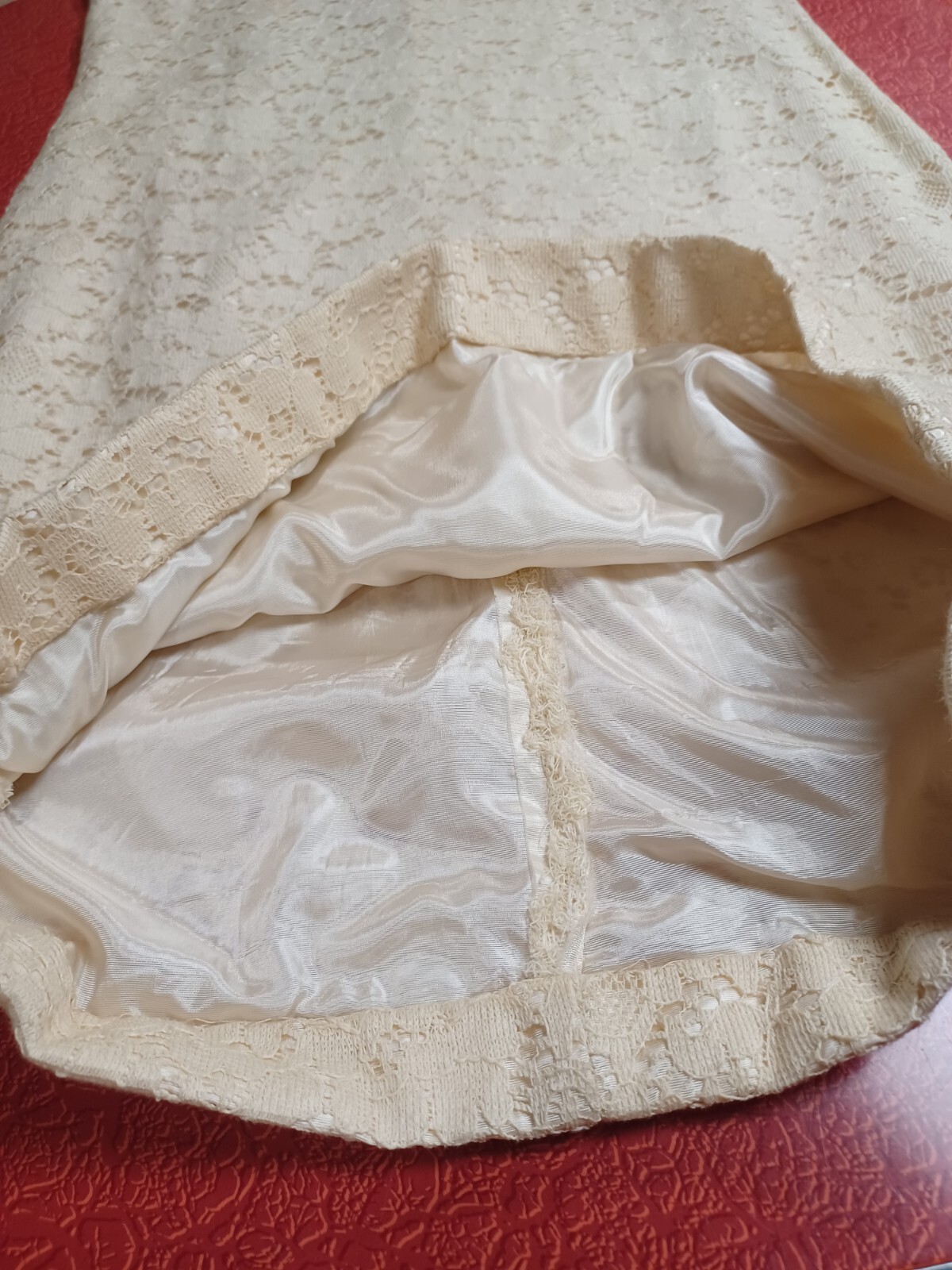 True VTG Mid-century 1960s Lace Mini Dress MCM Mod Union Label Ivory Small ~FLAW