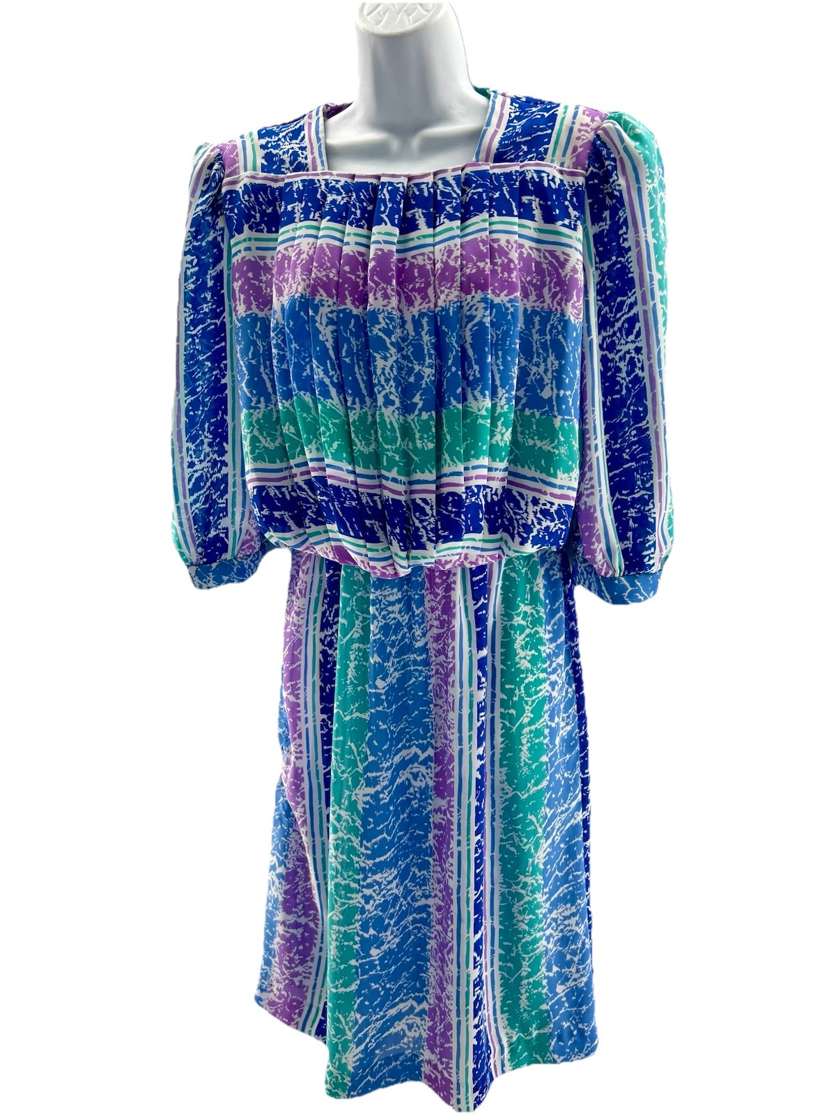 Lady Carol Vintage 80s Dress Stranger Things Shoulder Pads Blue Purple Green