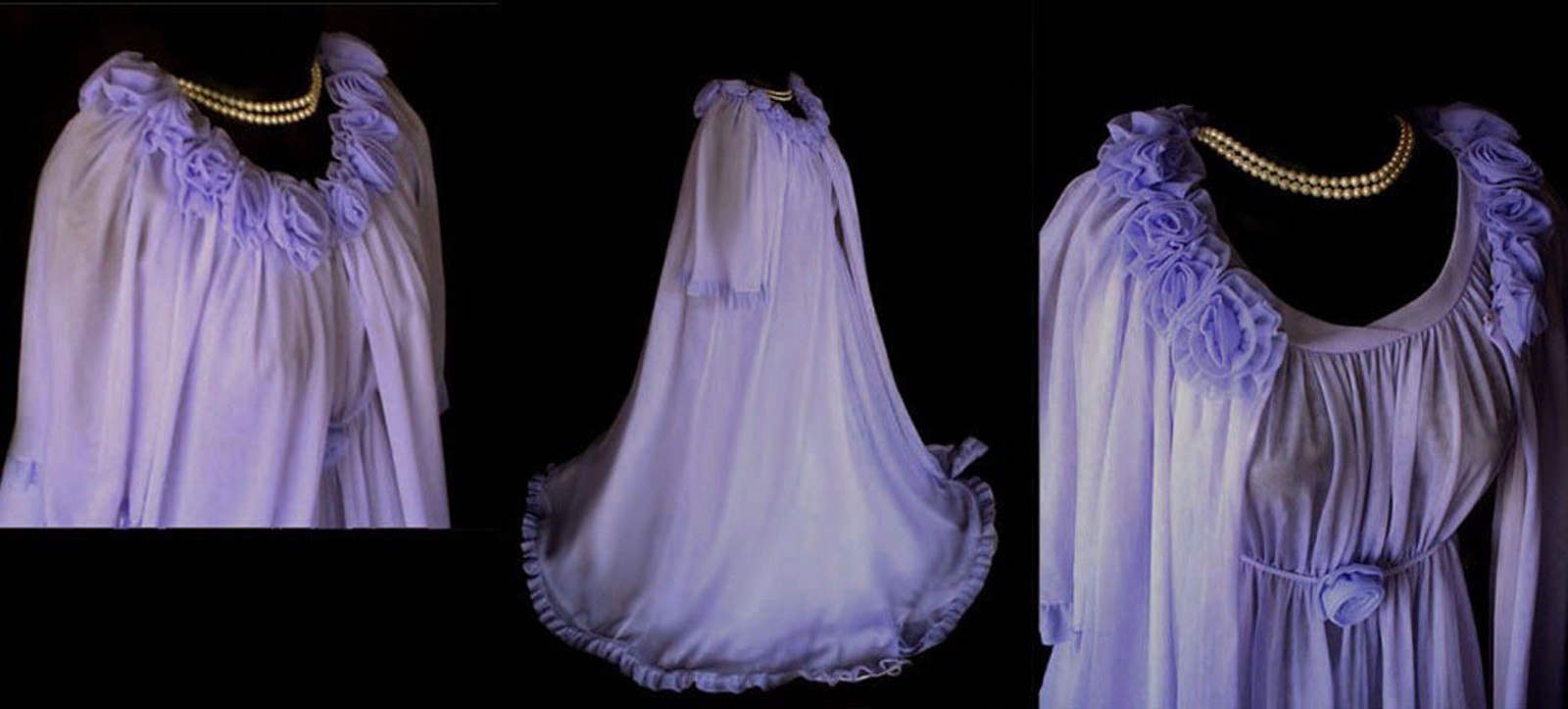 Vintage ’70s Jenelle French Lilac Peignoir Nightgown Set – Double Nylon Roses