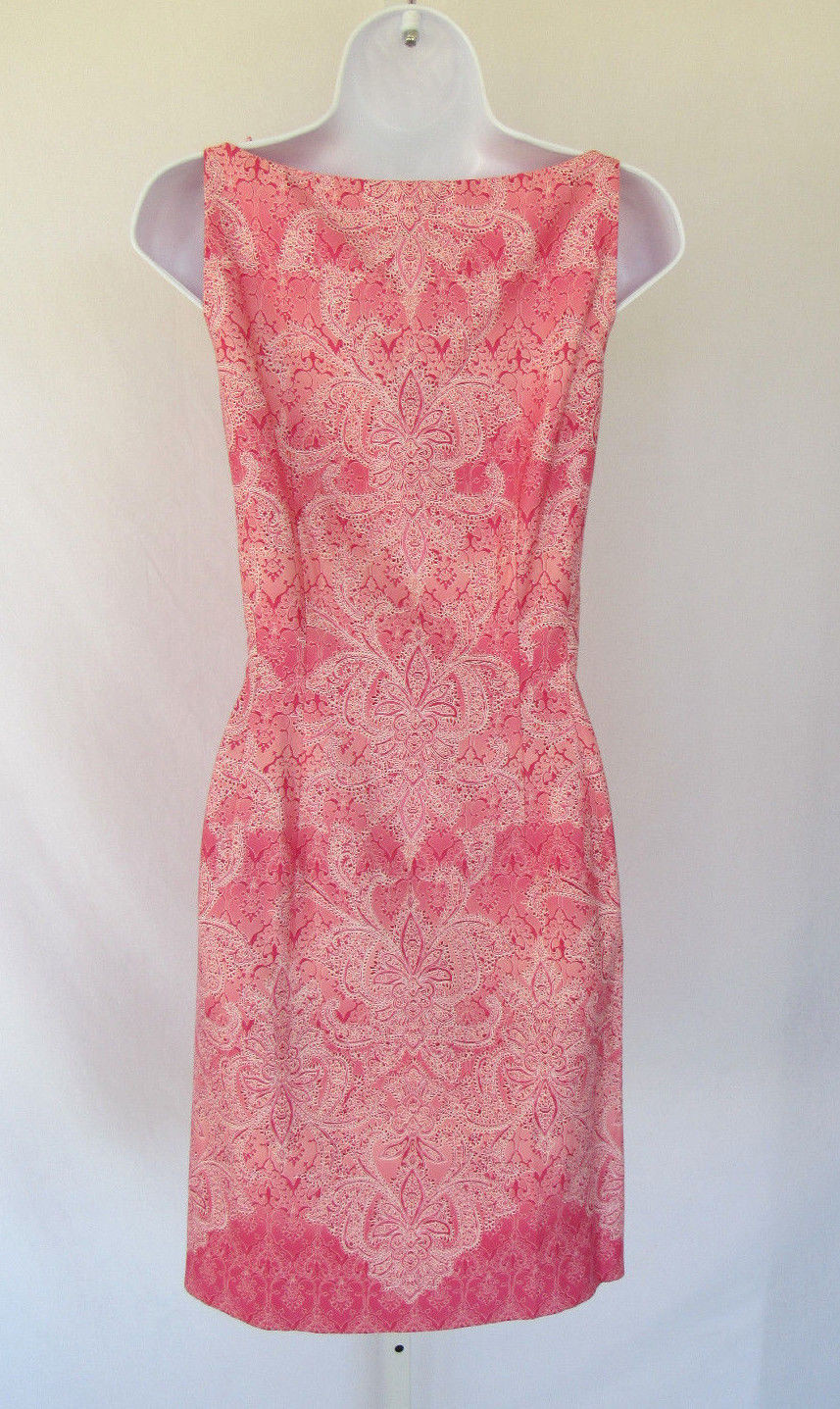 LIZ CLAIBORNE VTG 1990s 2000s COTTON PAISLEY DRESS SIZE 8 SHOULDER BOWS LINED