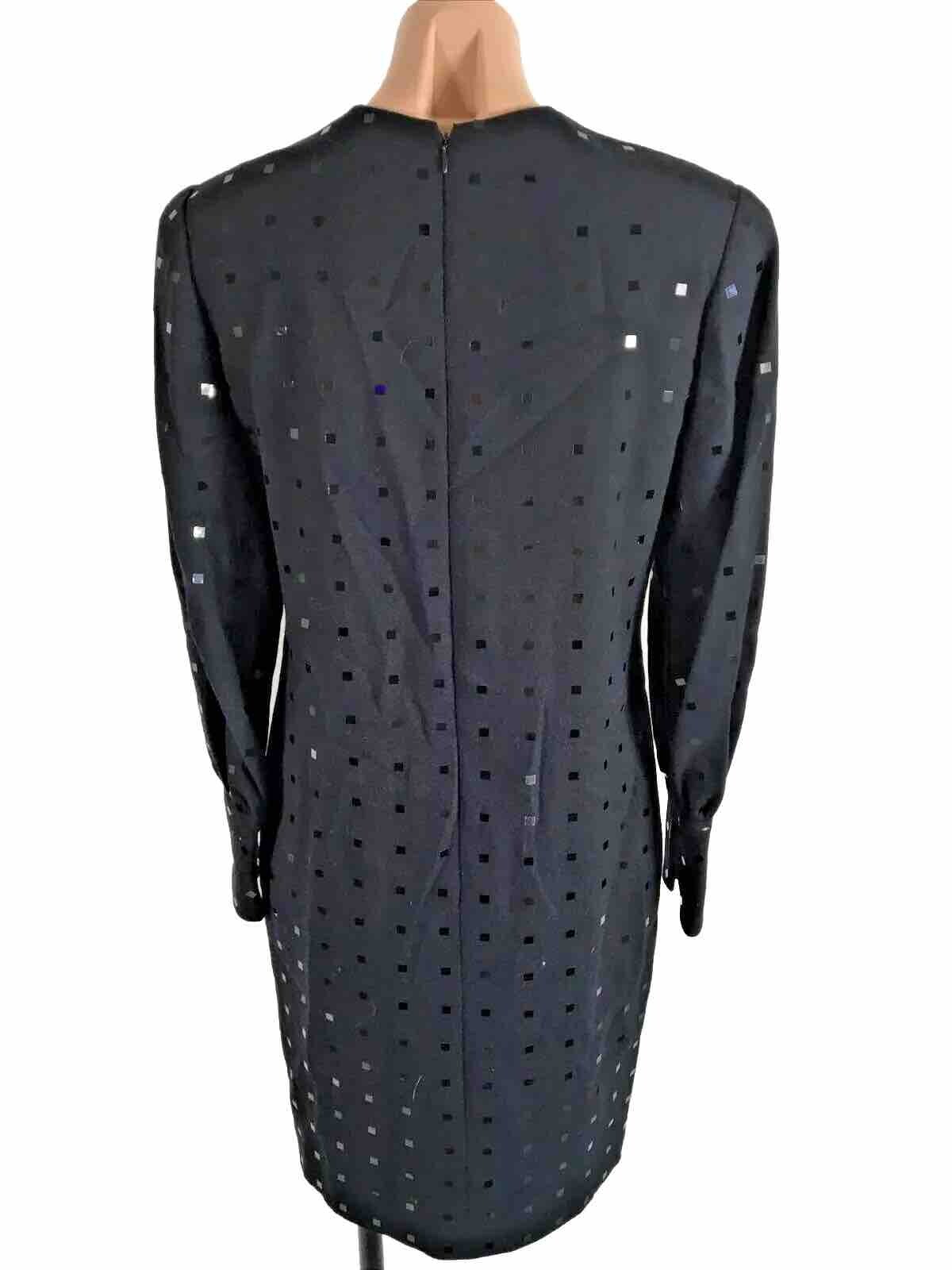 Stanley Platos Square Sequin Long Sleeve Martin Ross black Cocktail Dress LBD 8