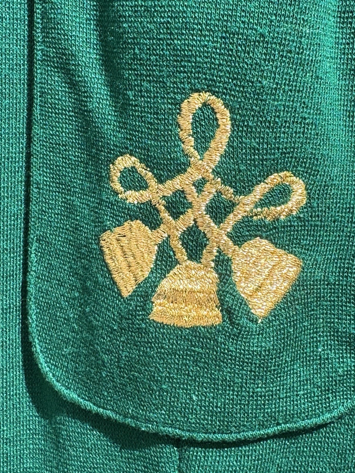 Vintage ‘80s Positive Attitude Dress, Size 15/16, Green W/ Gold Accents