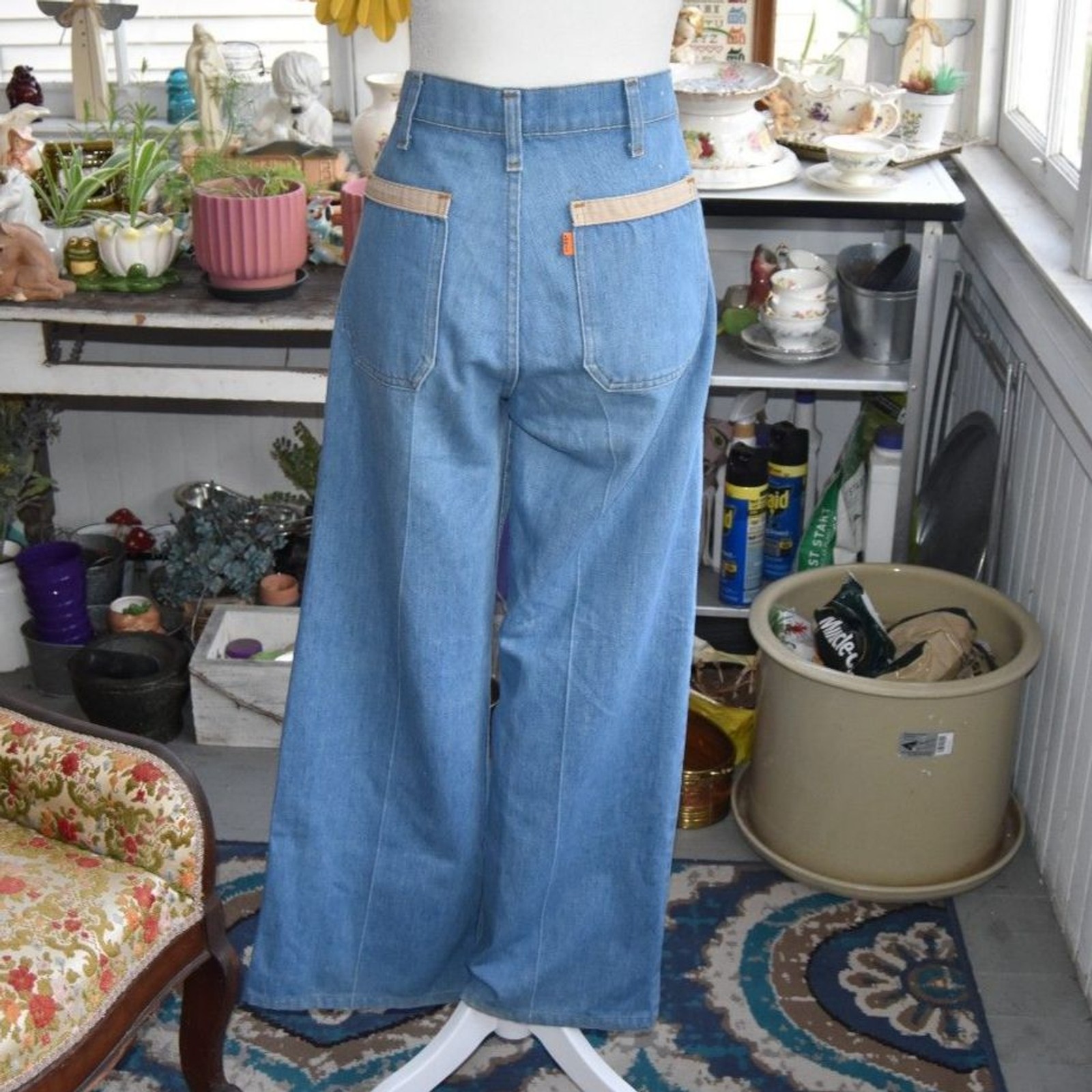 Vintage 70s Levi’s Orange Tab Wide Leg Cargo Jeans High Rise 32×27.5 USA