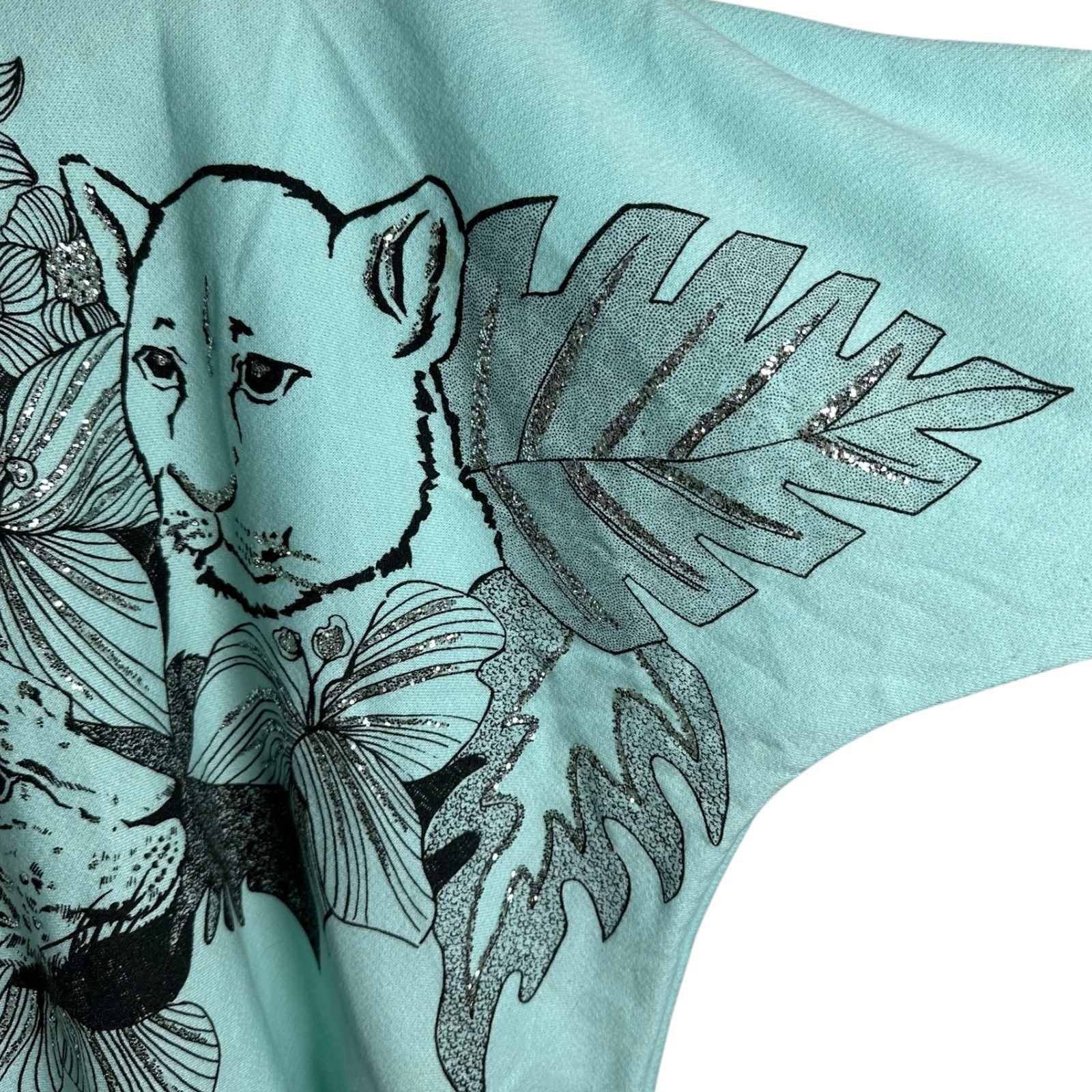 Electric Knit Co. Animal Blue Glitter Leopard Sweatshirt Medium 80s 90s Vintage