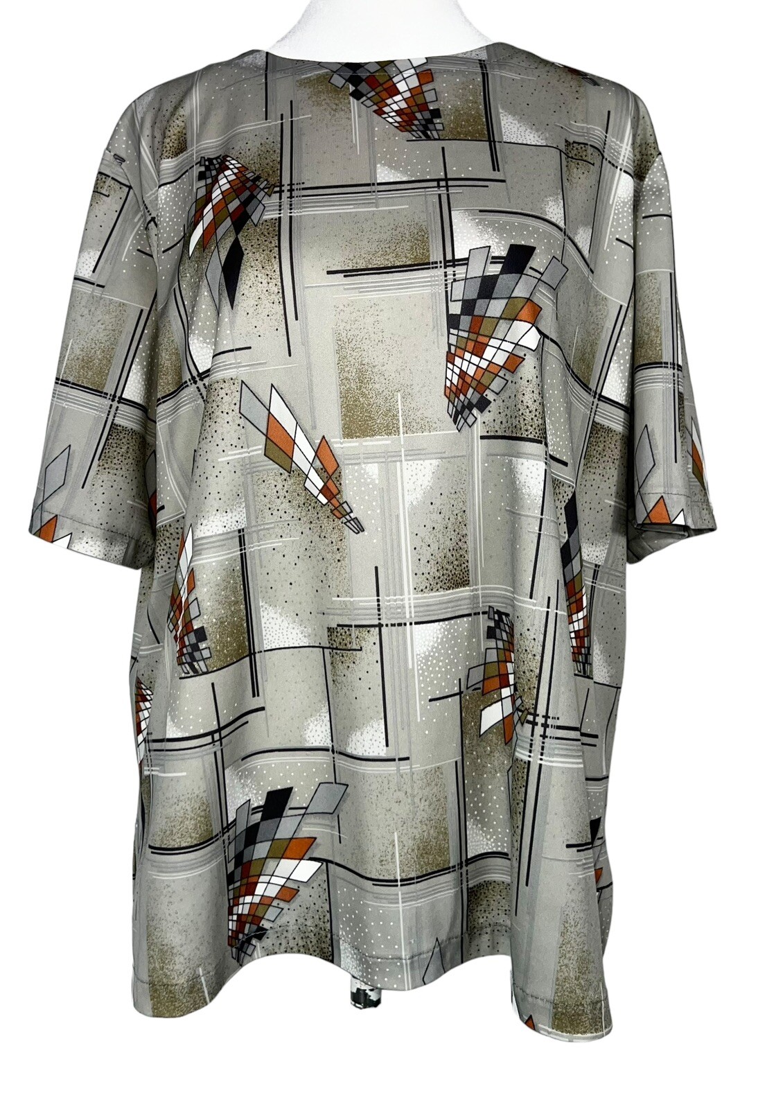 1970s POLYESTER DISCO SHIRT GEOMETRIC MOD OP ART RETRO VINTAGE GROOVY Women’s L