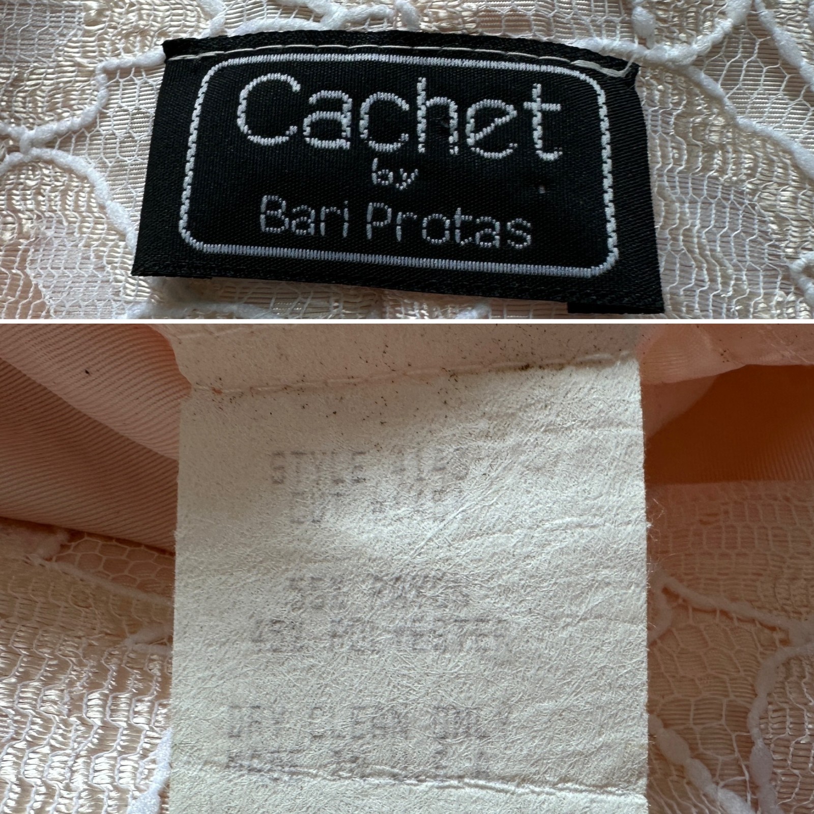 Vintage 80s Cachet by Bari Protas Light Pink Lace Dress Suit Set Women’s Size XS