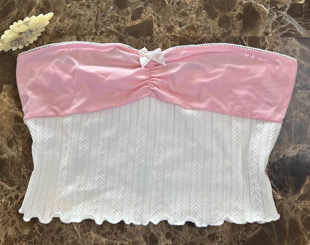 Bustier Corset Top Pink Fairy Goth Mesh “trashy” 00s Y2K Style Kawaii Cami Sz S