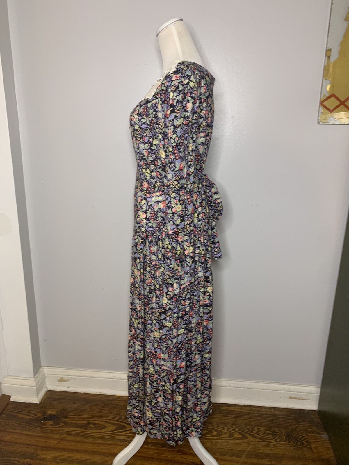 Vintage Dress Misty Lane Floral Lace Long 1990s Size 9/10