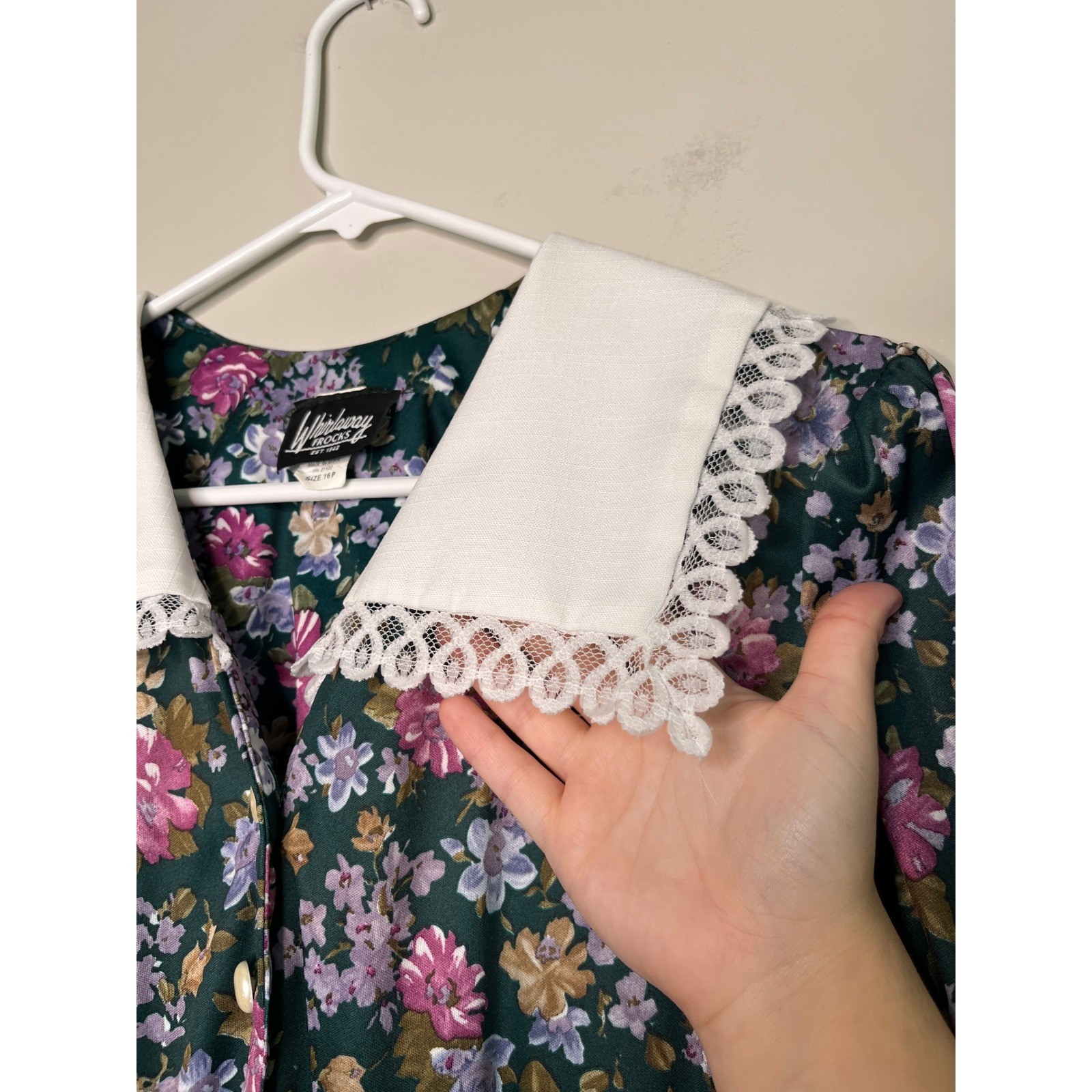 1990s Whirlaway Frocks Cottage Floral Coquette Lace Sailor Granny Volup Dress XL